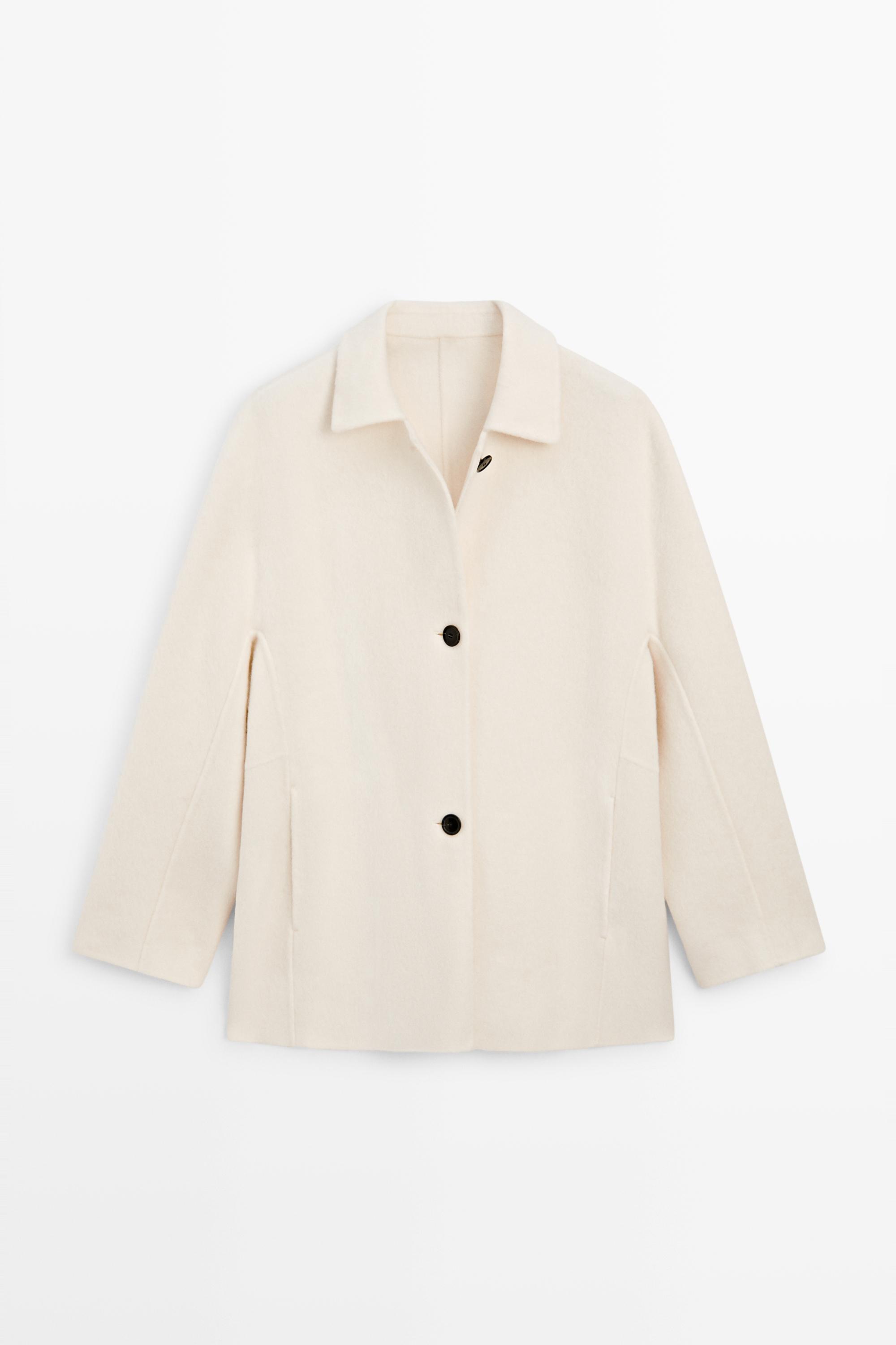Medium single-breasted wool blend coat