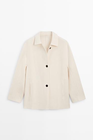 Medium single-breasted wool blend coat — Off white 2