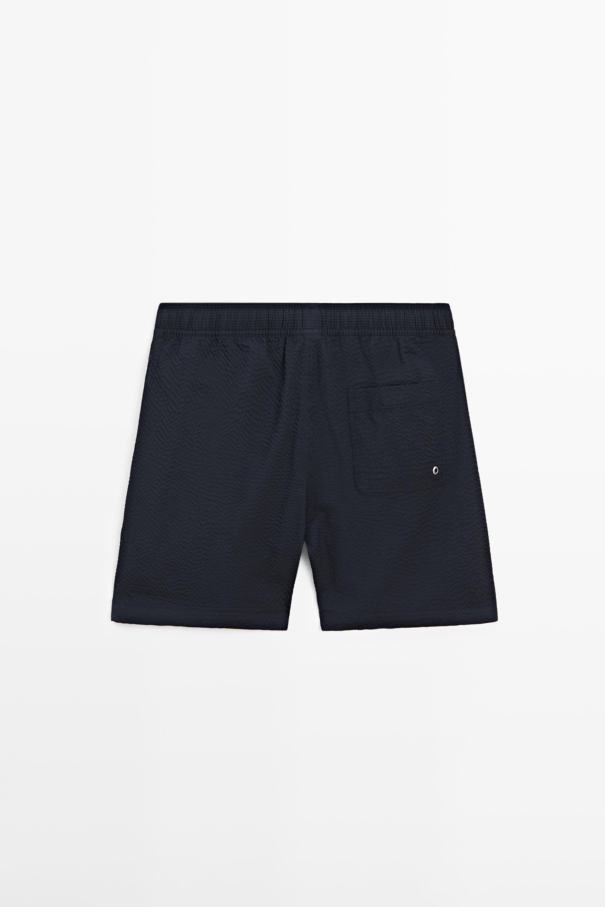 Plain textured swimsuit — NAVY BLUE