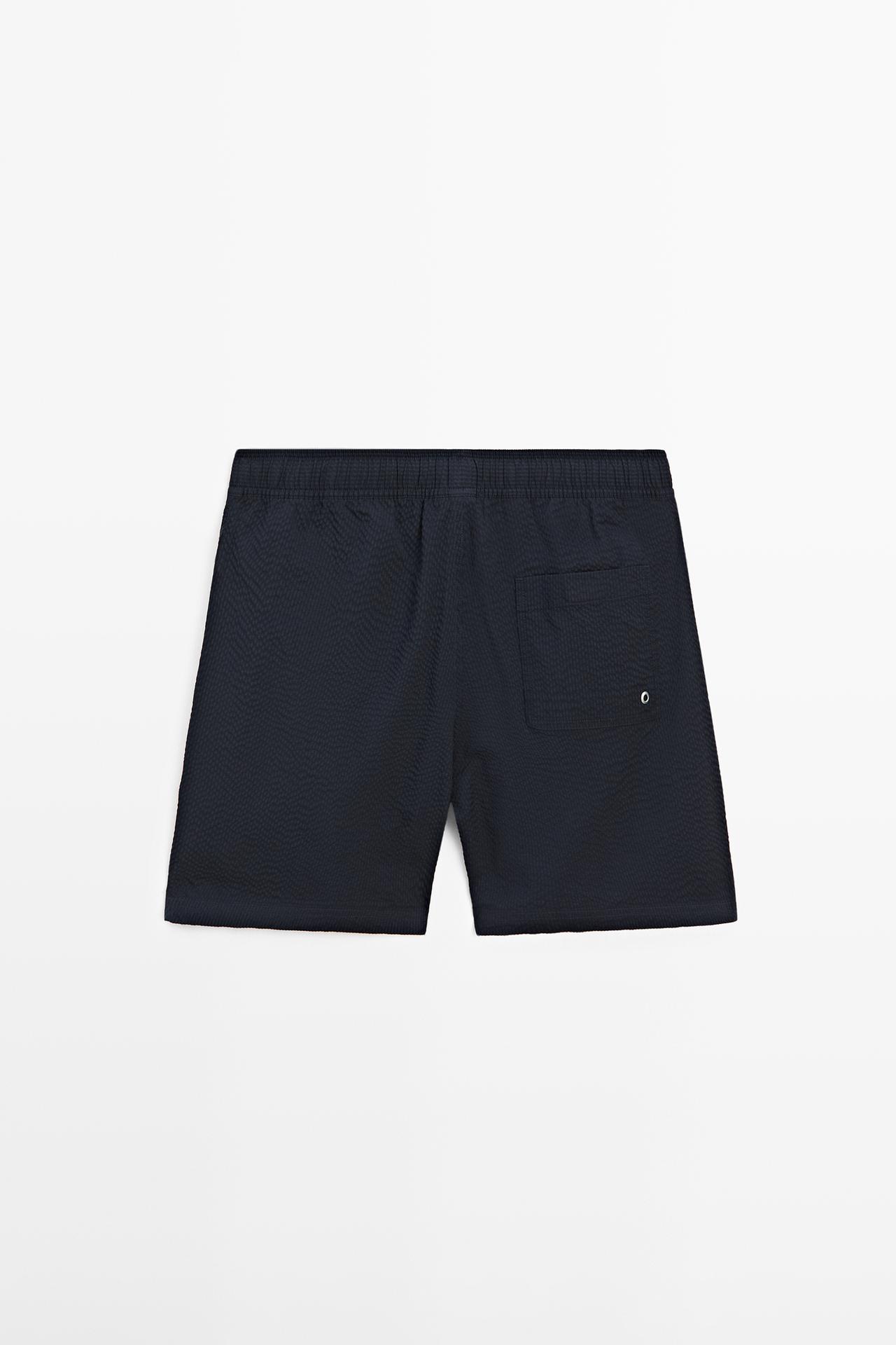 Plain textured swimsuit — NAVY BLUE