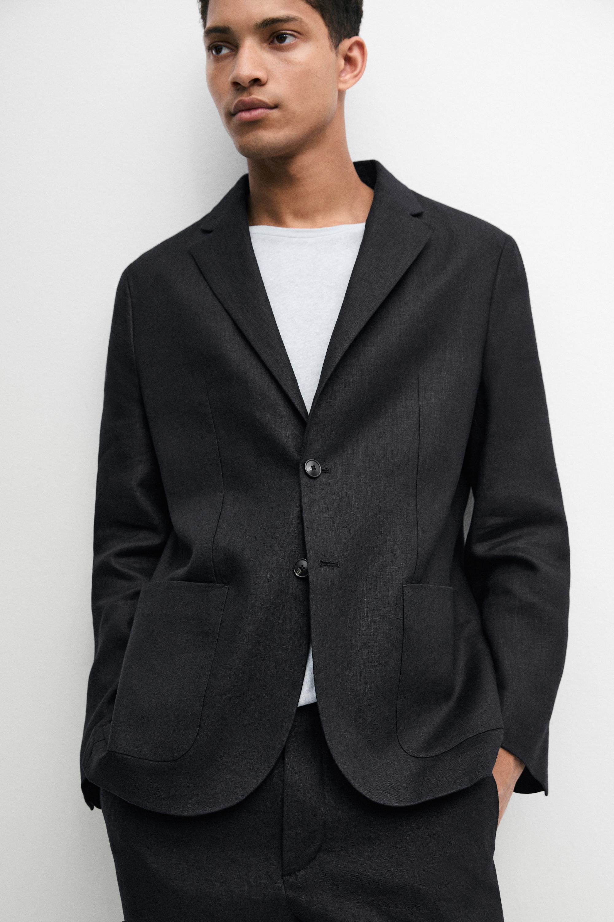 100% linen suit blazer — DEEP BLUE