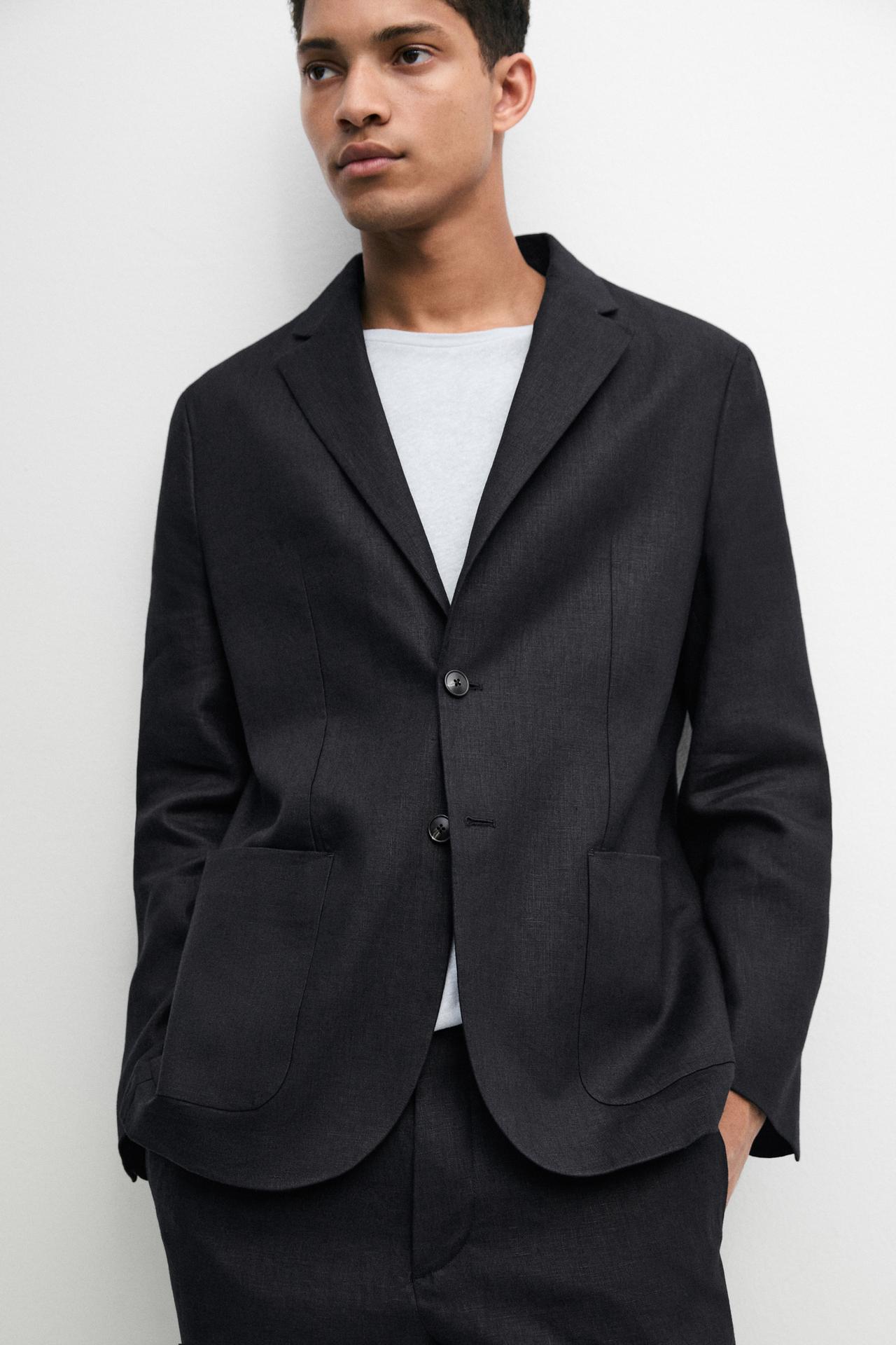100% linen suit blazer — DEEP BLUE
