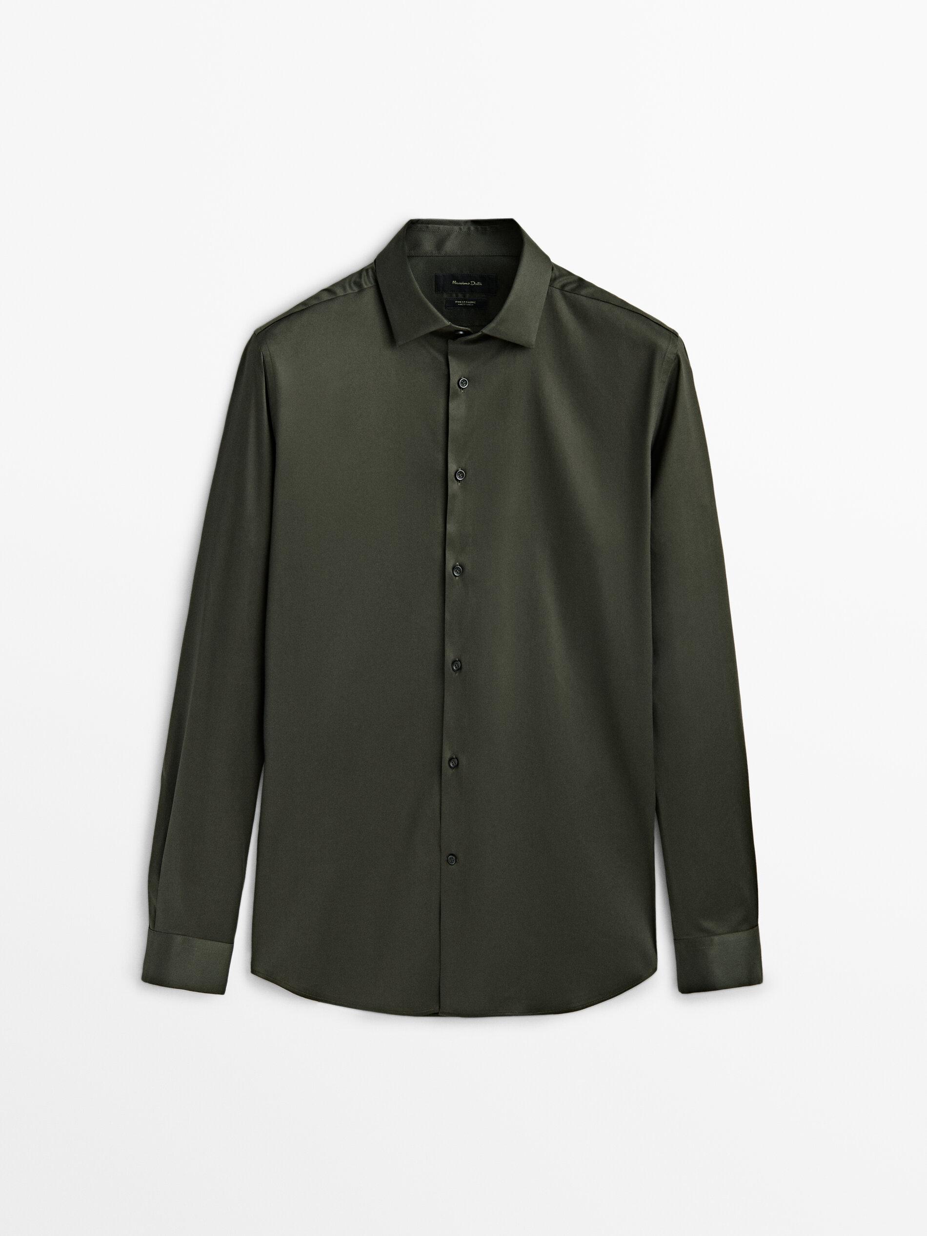 Slim fit cotton blend shirt