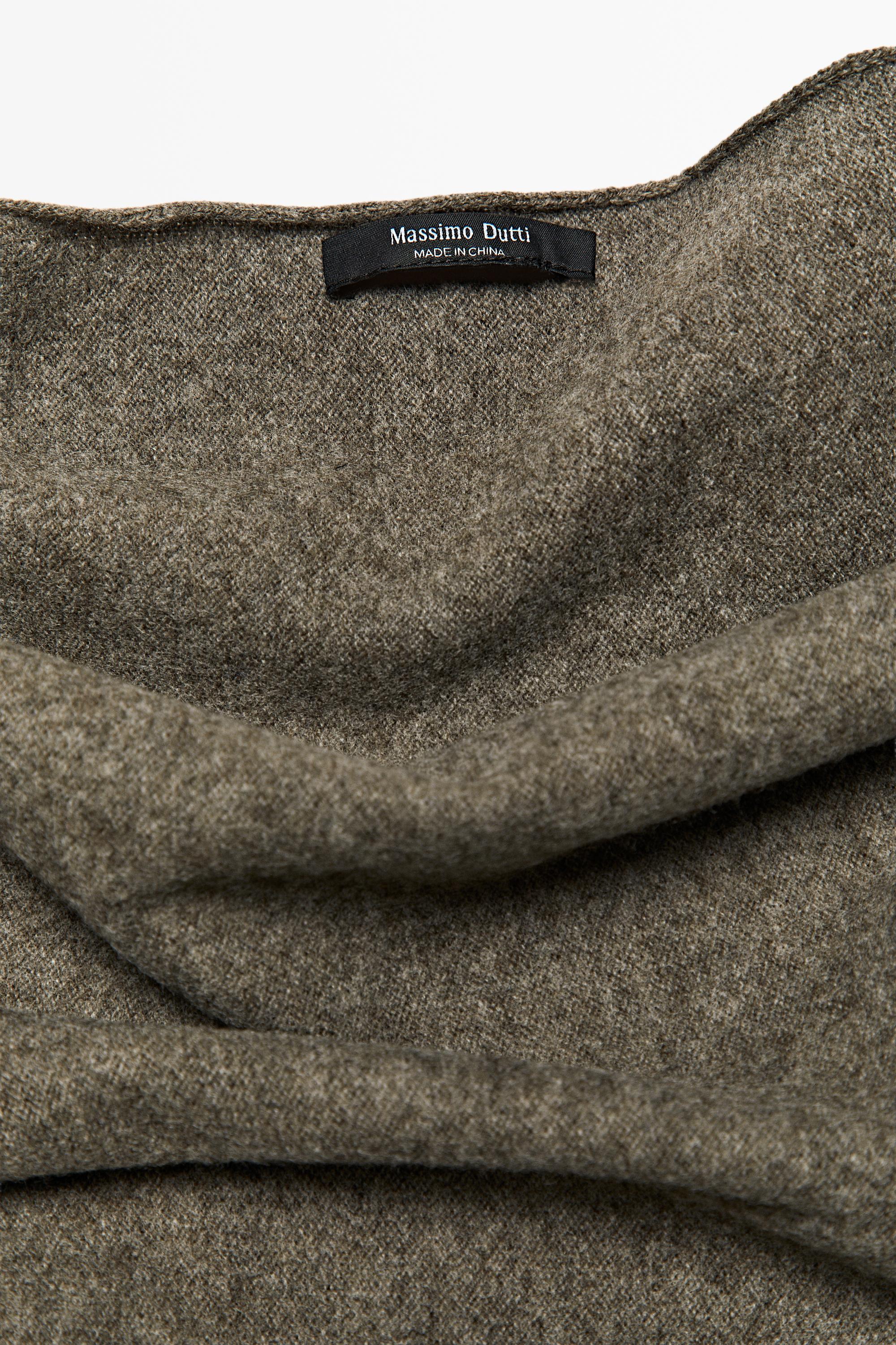 Medium wool cashmere blend knit bandana — DARK KHAKI