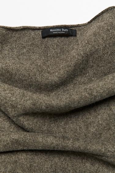 Medium wool cashmere blend knit bandana — DARK KHAKI 4