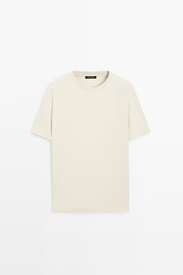 Contrast neck short sleeve T-shirt — PEARL GREY 2