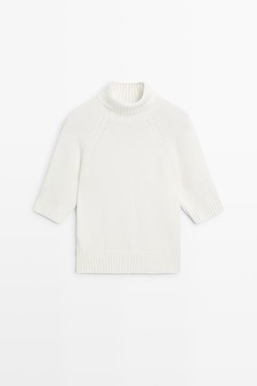 Turtleneck knit sweater — WHITE 2