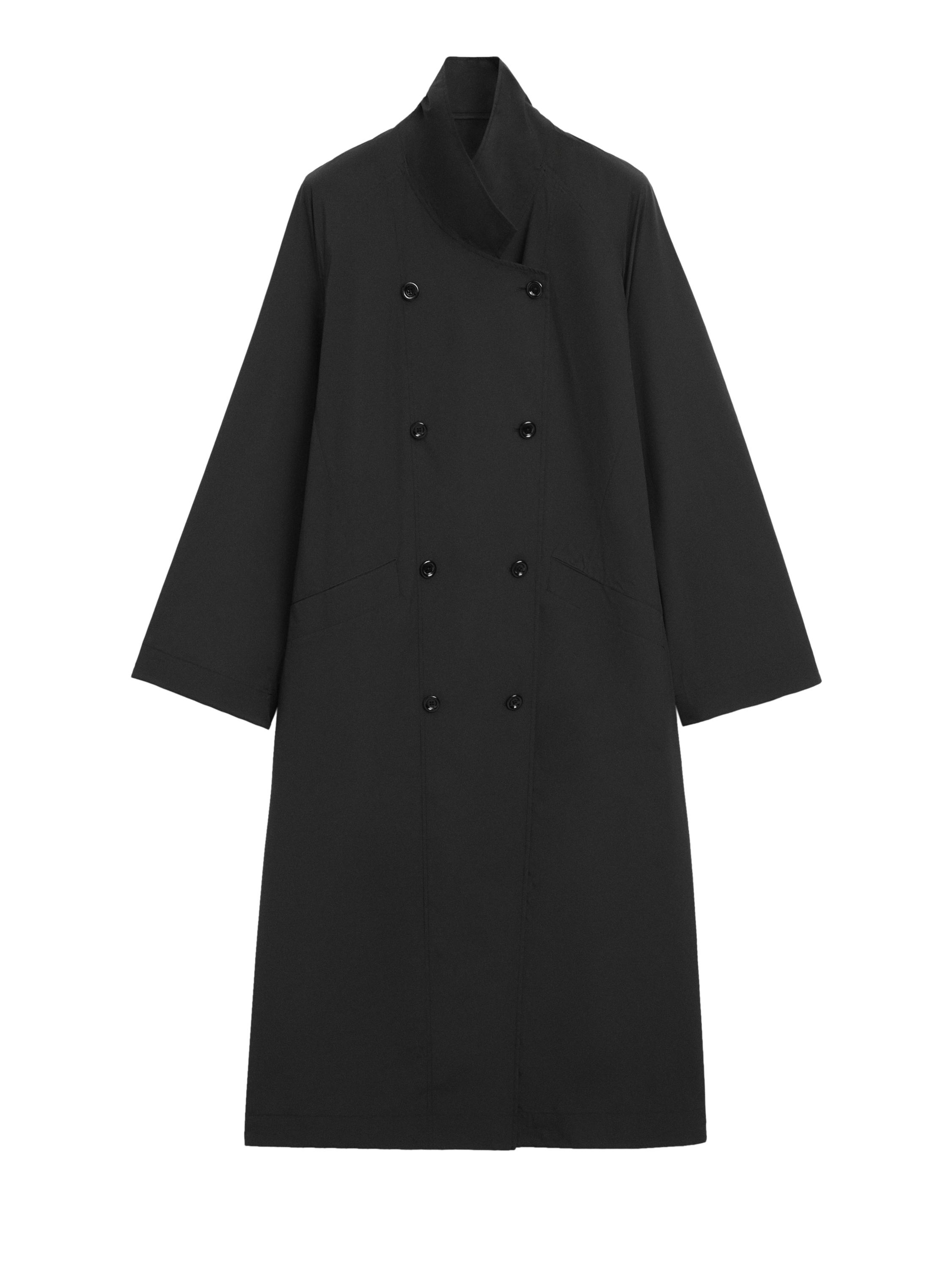 Double-breasted technical trench coat · Black · Coats | Massimo Dutti