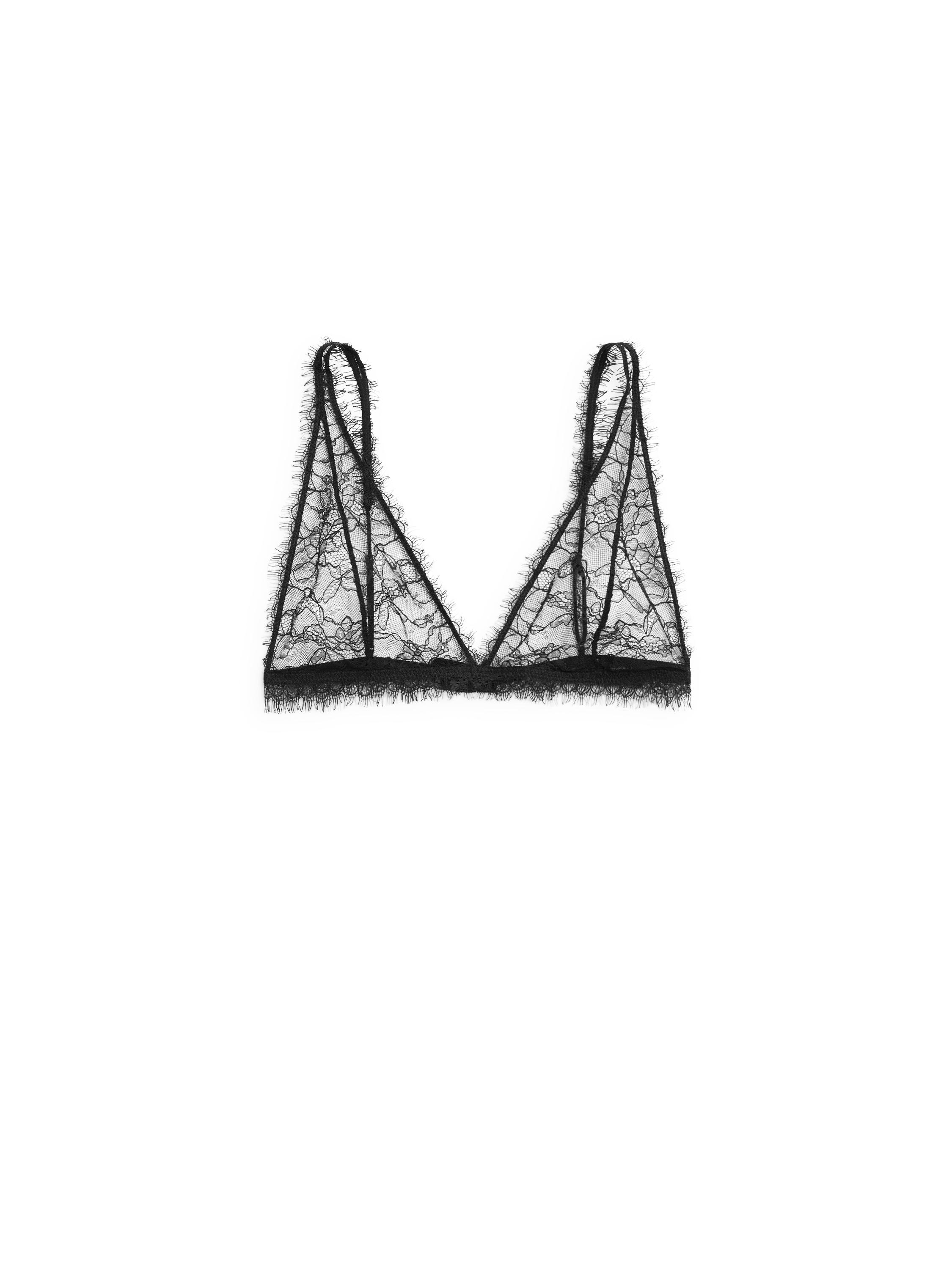 Frayed lace bralette — BLACK