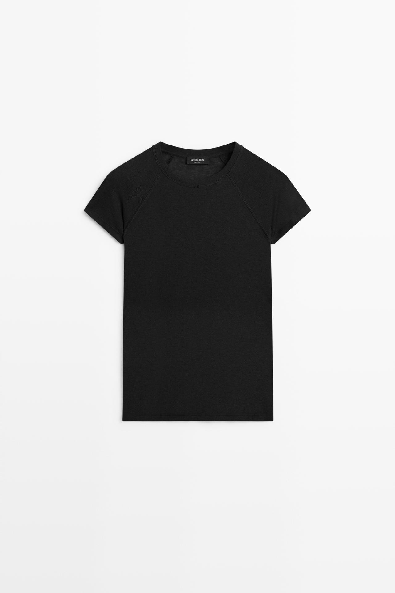 Short sleeve raglan T-shirt — BLACK