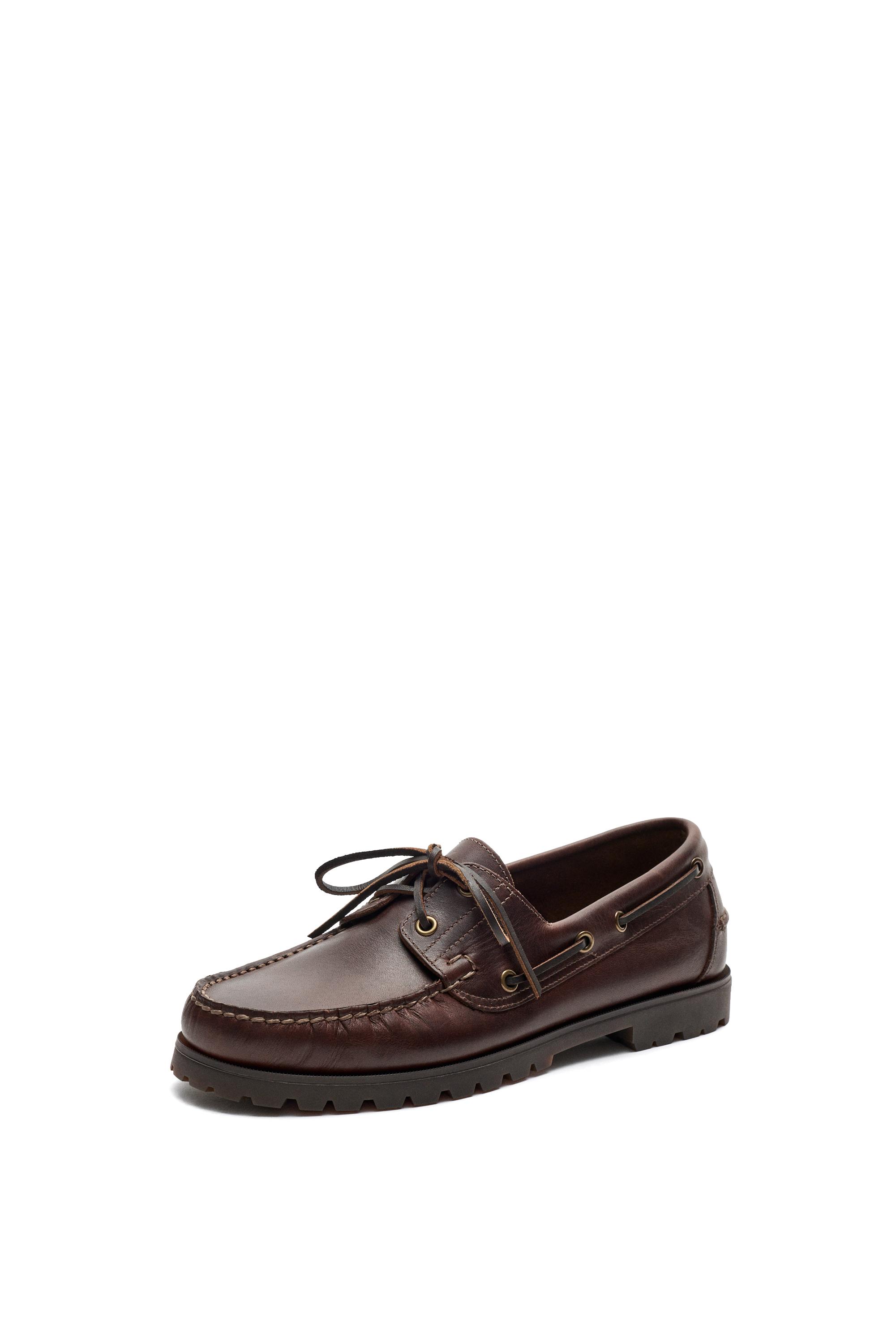 Nappa leather boat shoe — TAN