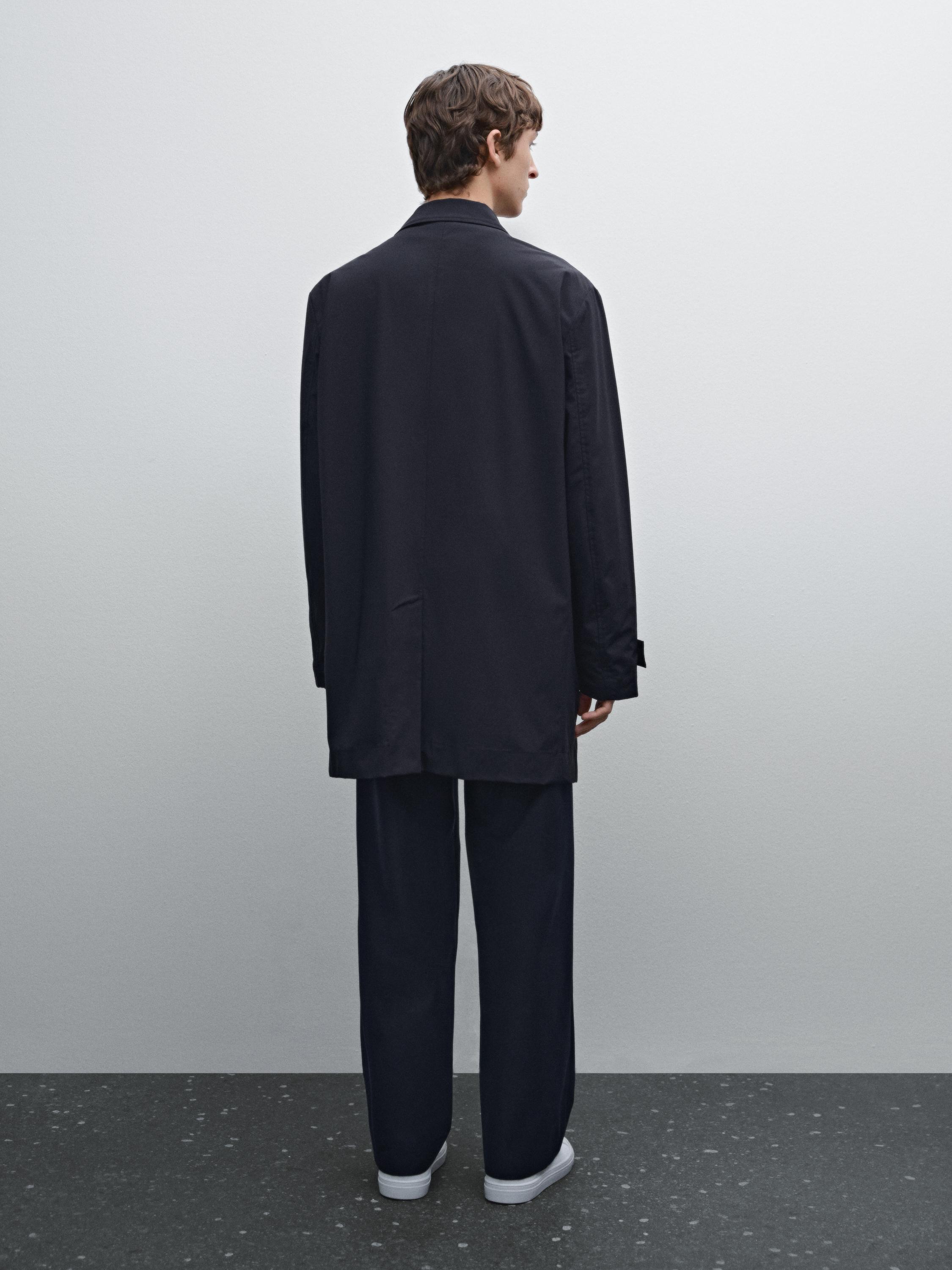 Technical fabric trench coat