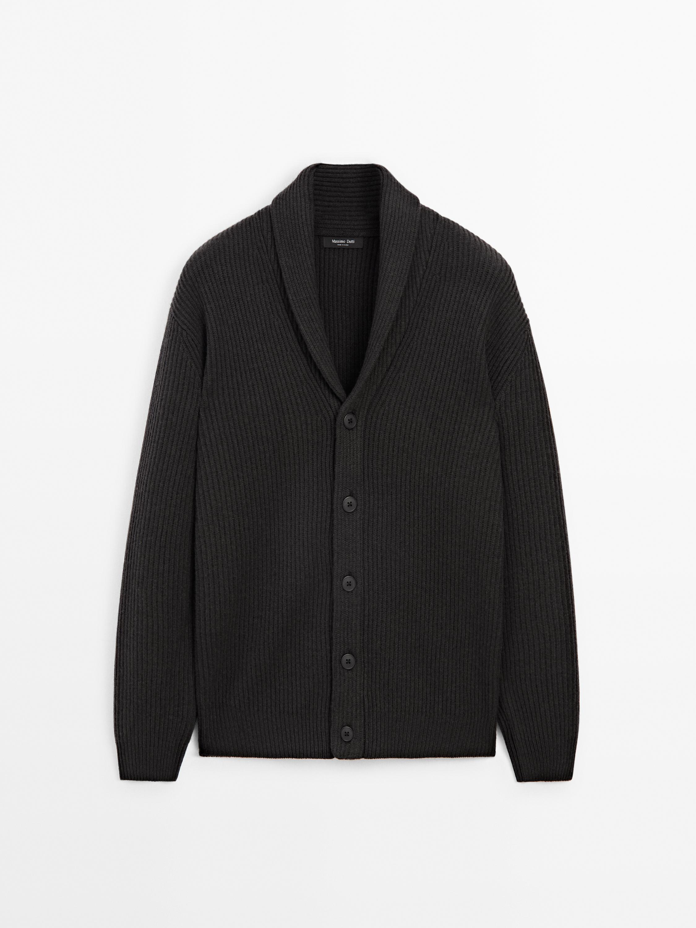 Knitted cardigan shawl collar