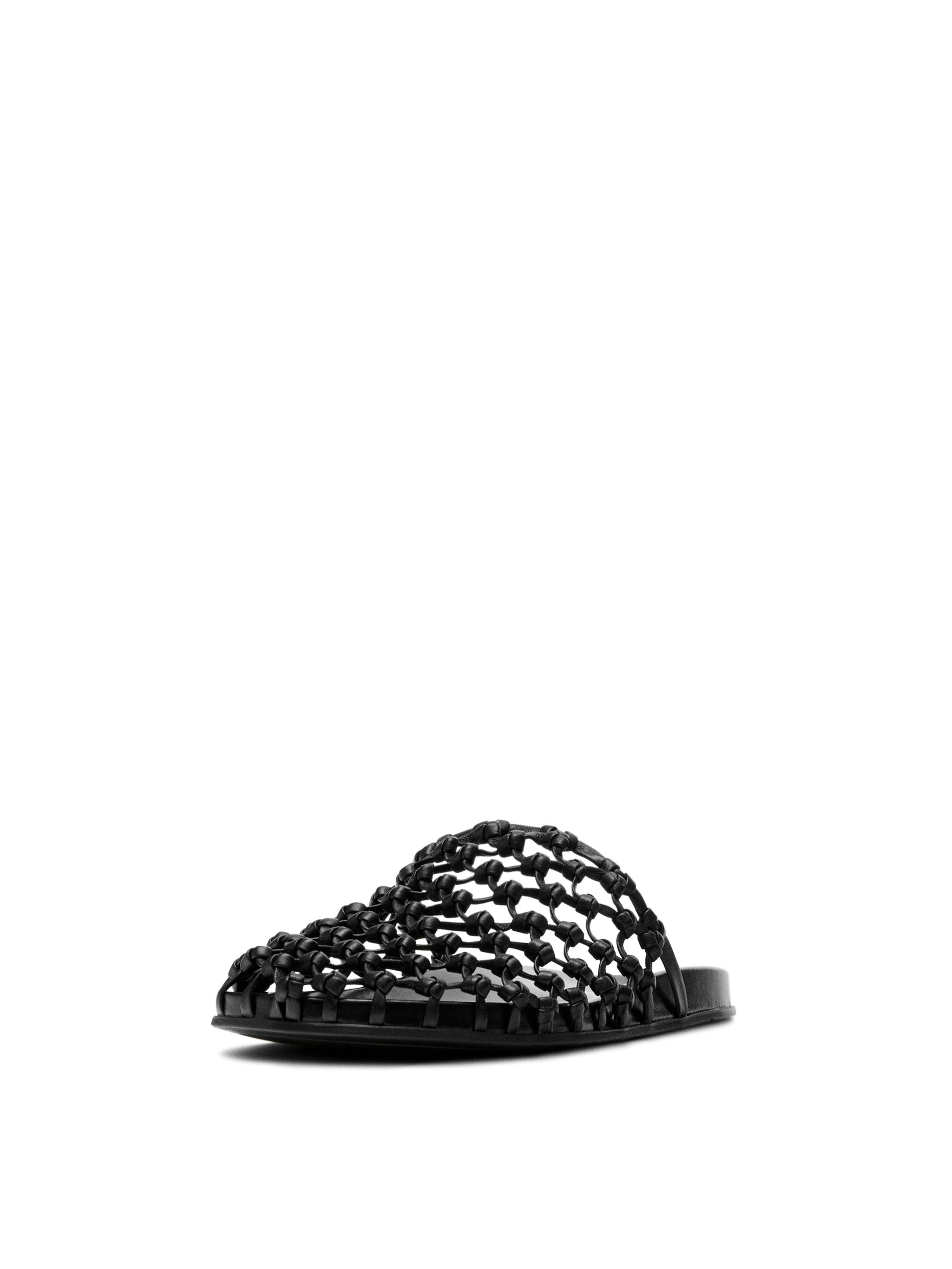 Woven leather clogs — BLACK