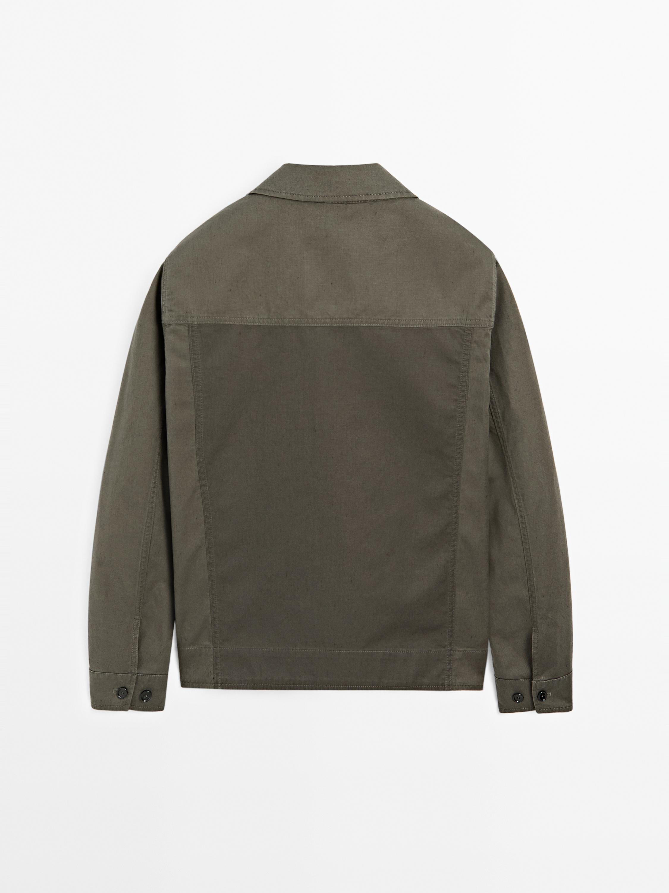 Cotton and linen jacket with pockets