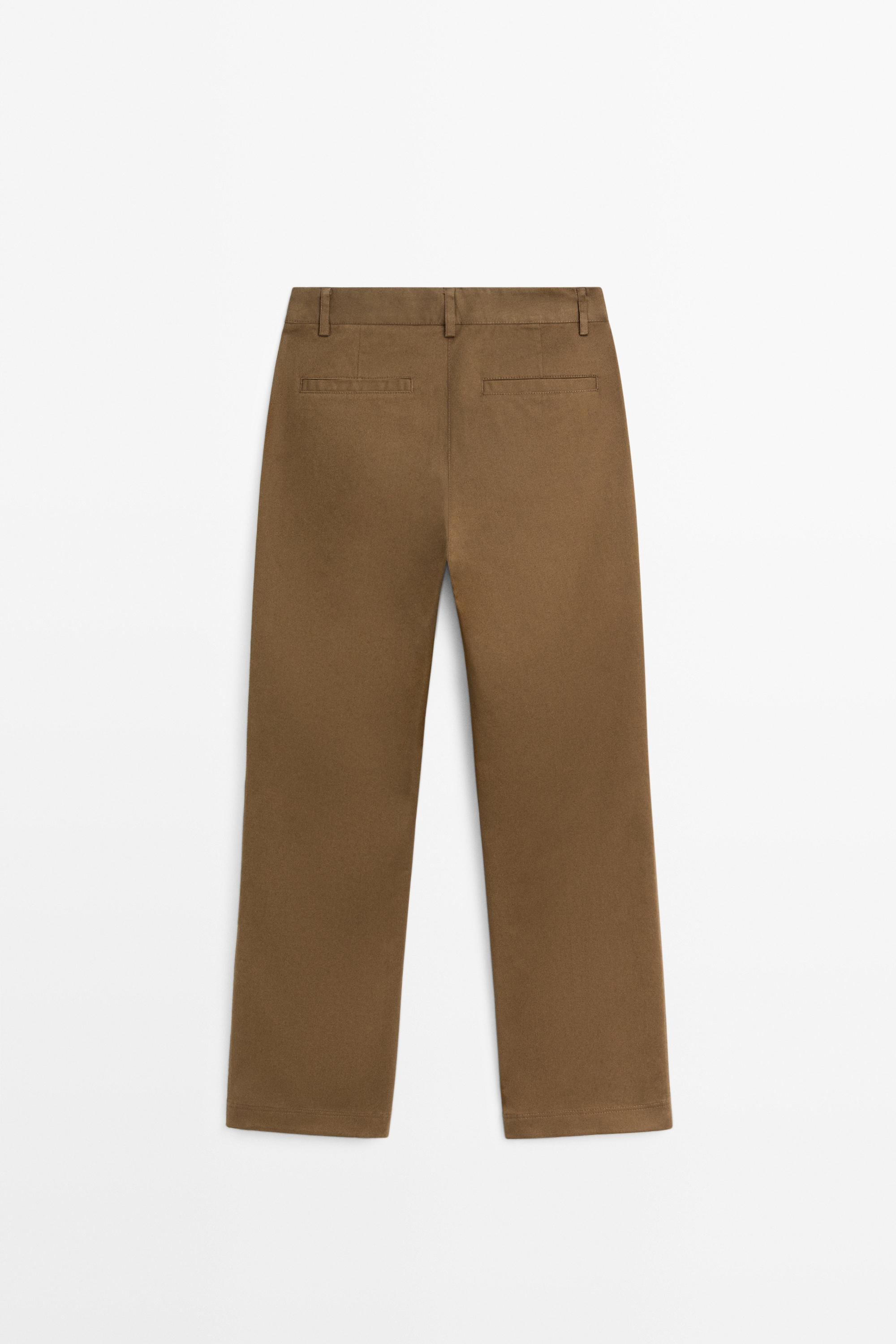 Cotton blend kick flare pants — BROWN