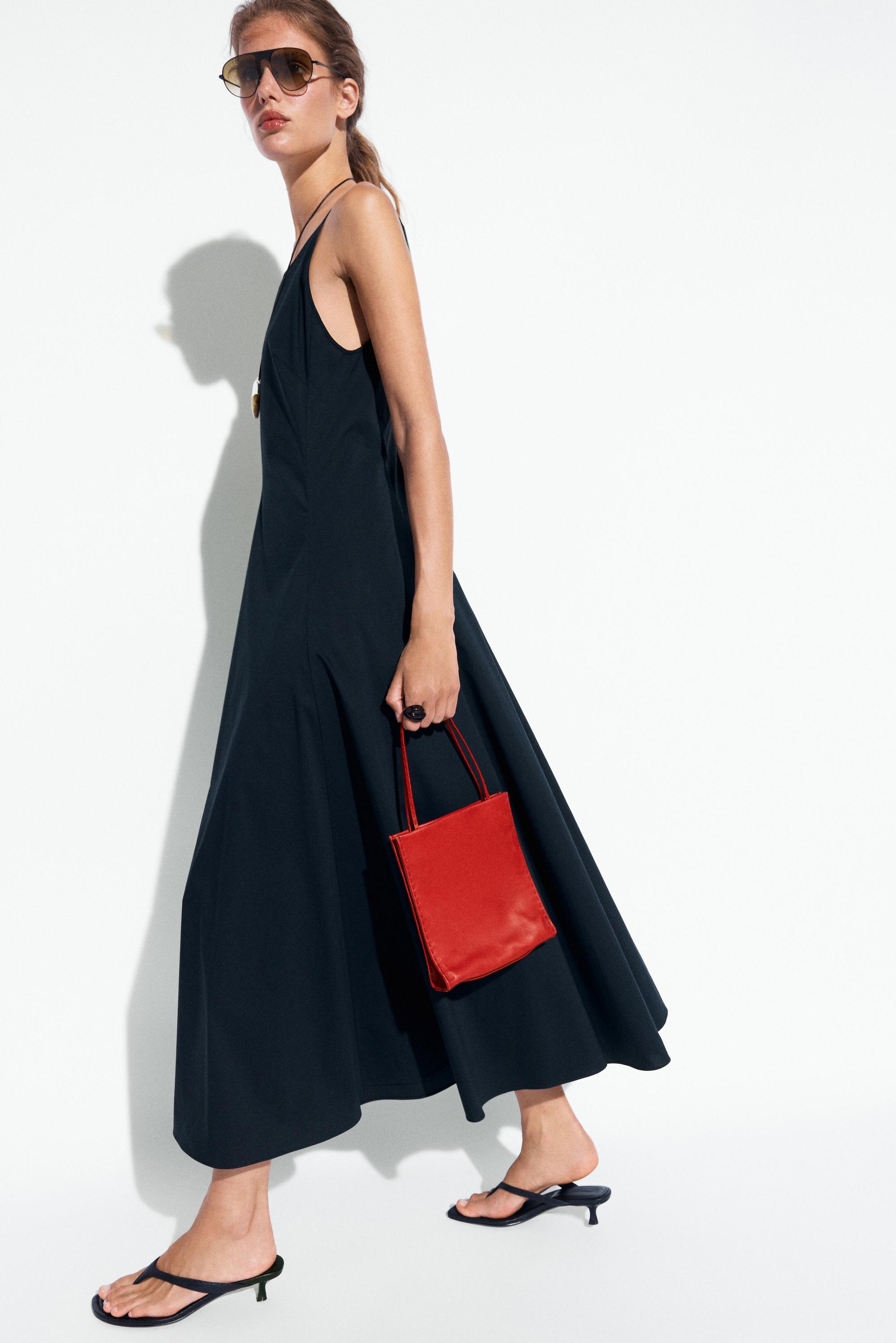 Poplin dress with thin straps — BLUE