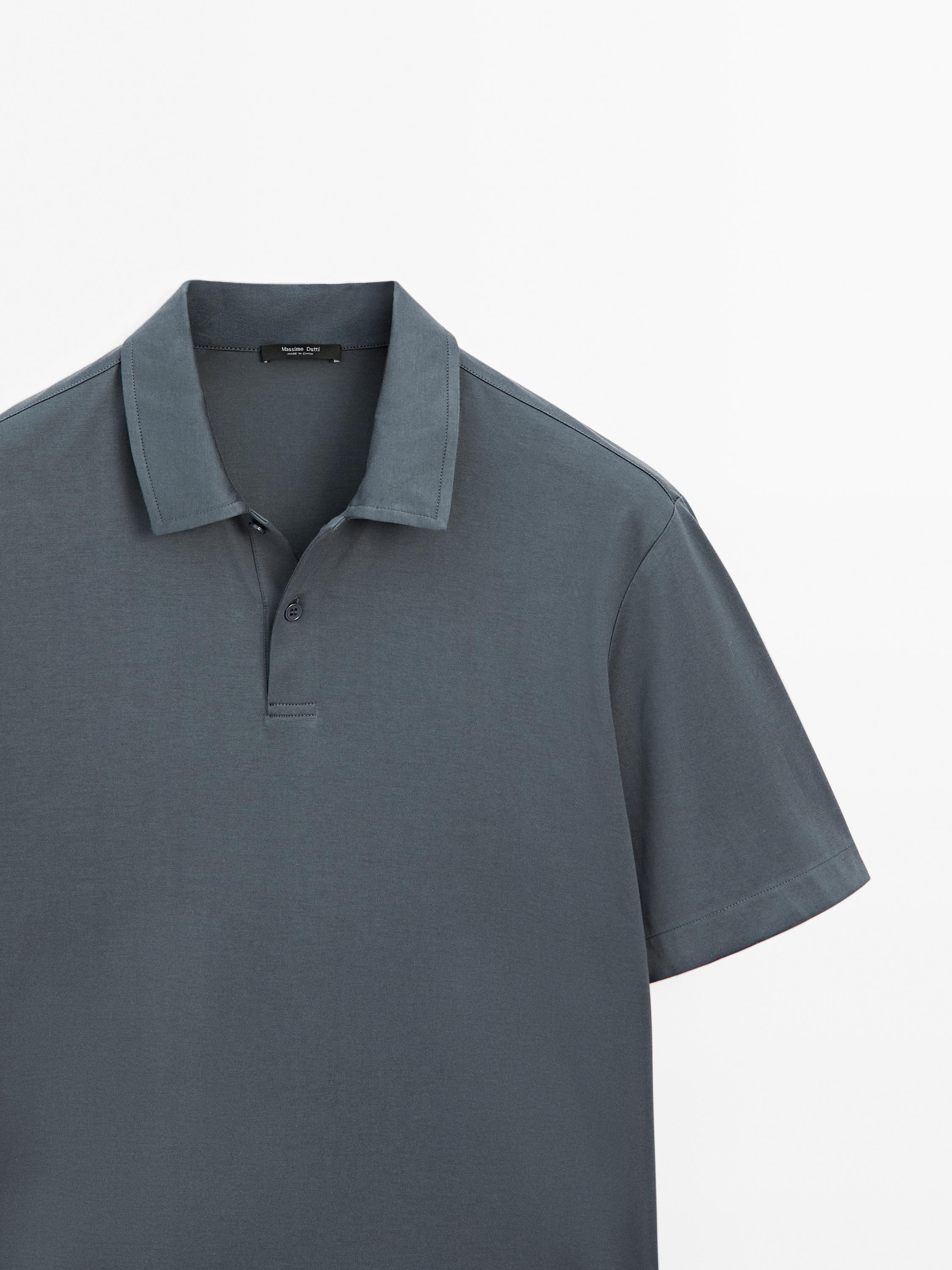 Slim fit cotton blend polo shirt