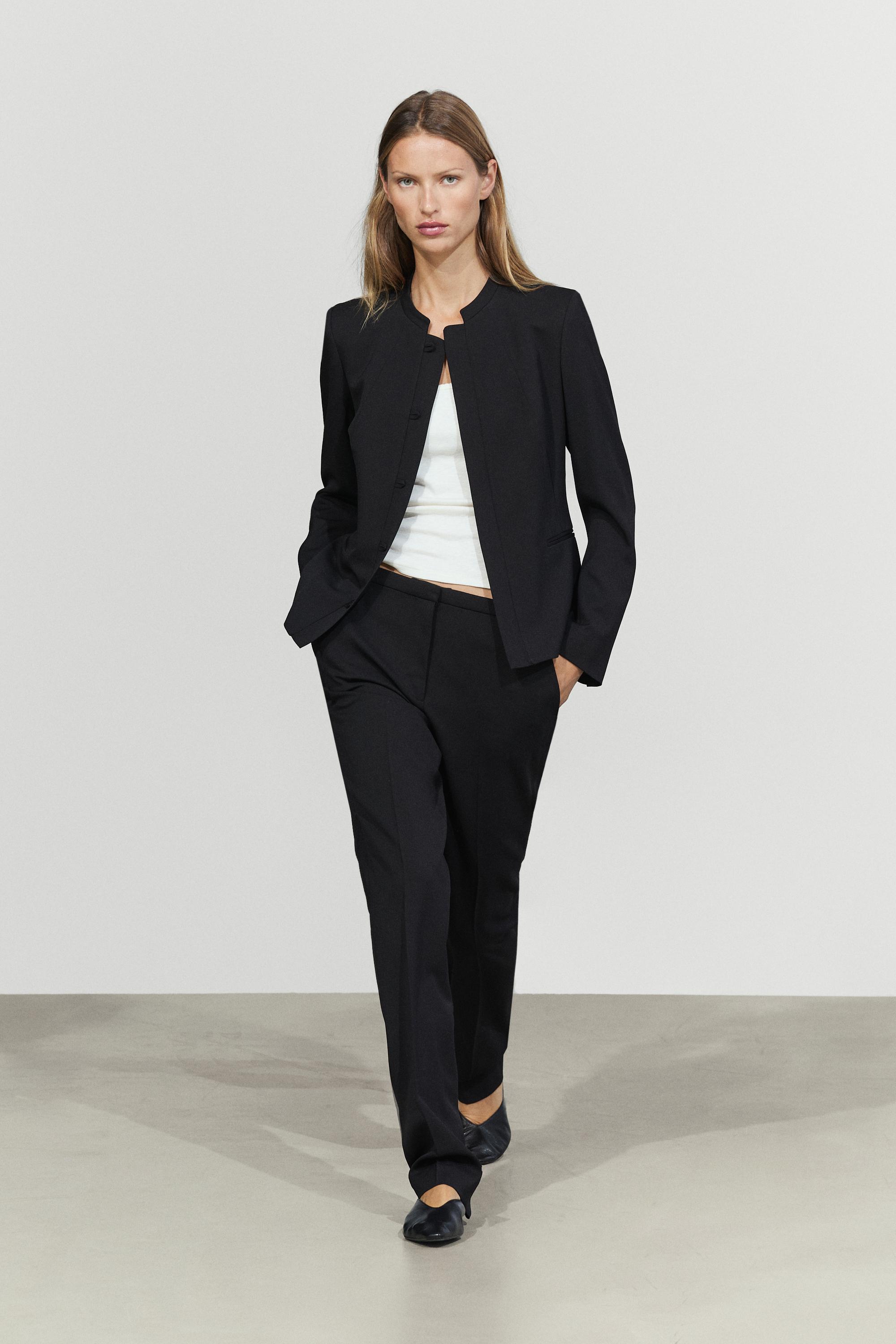 Round neck blazer with dart details
