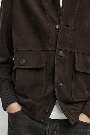 Contrast suede jacket — RUSSET 8