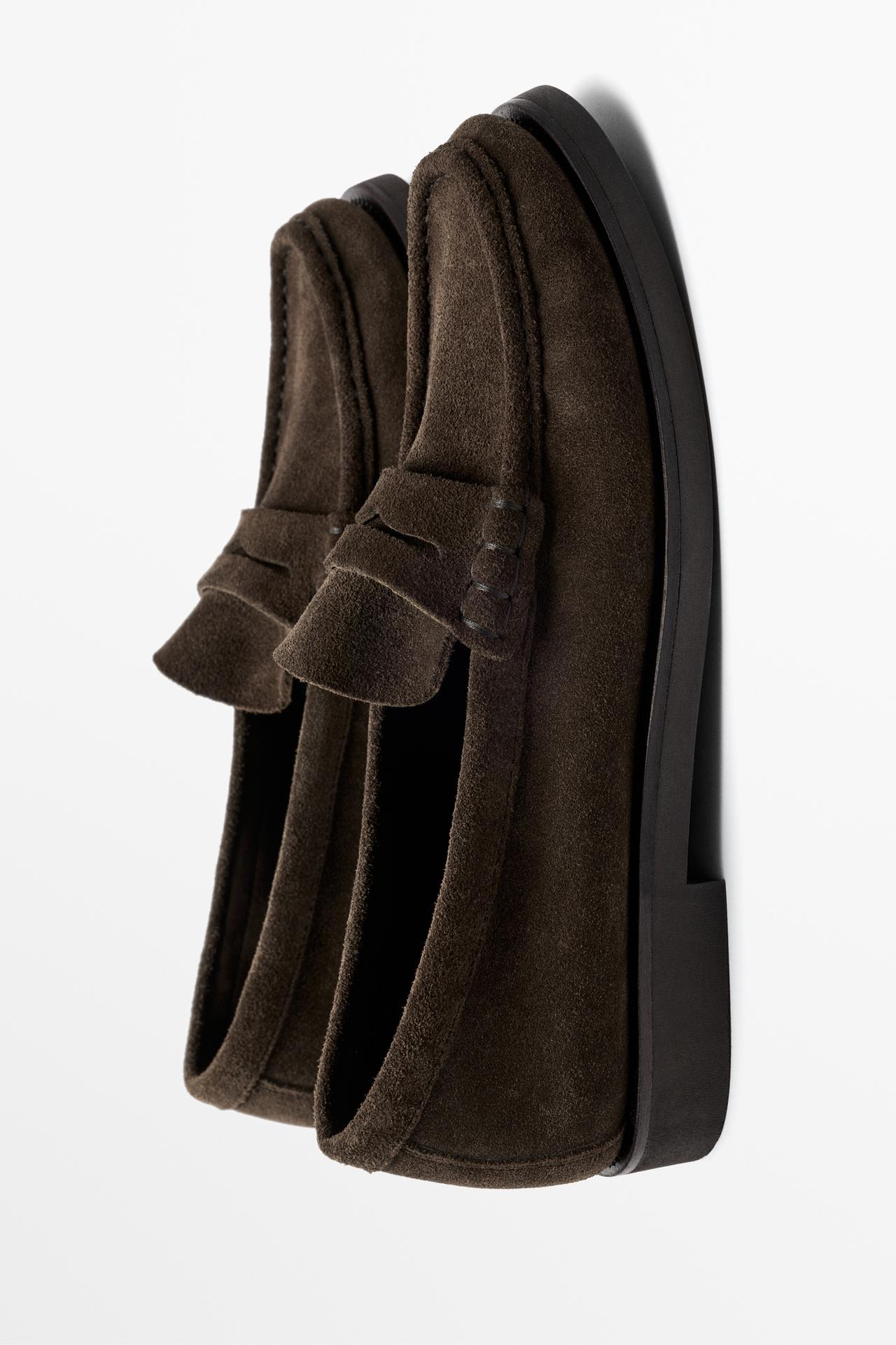 Leather penny loafer — BROWN