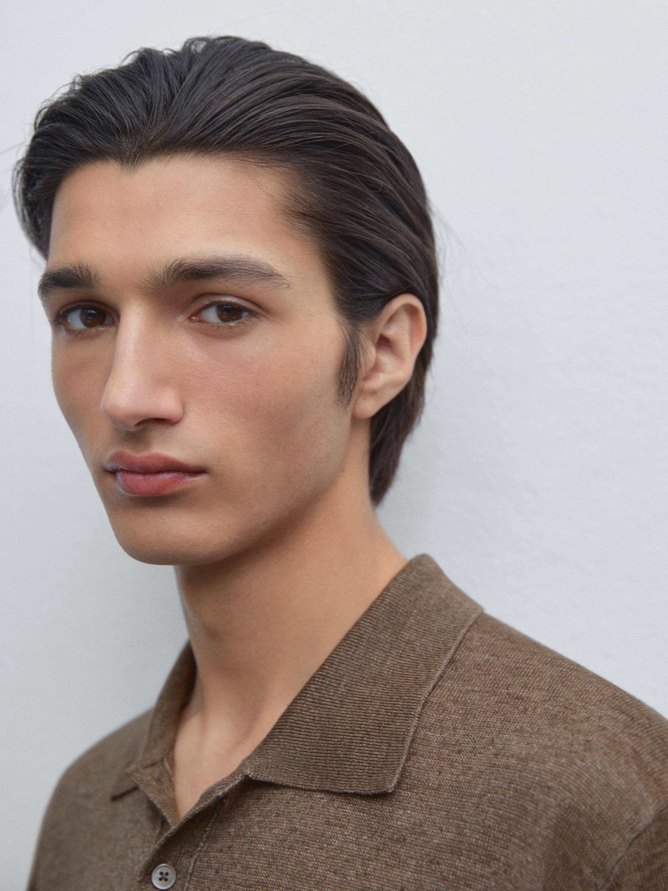 100% linen knit polo shirt