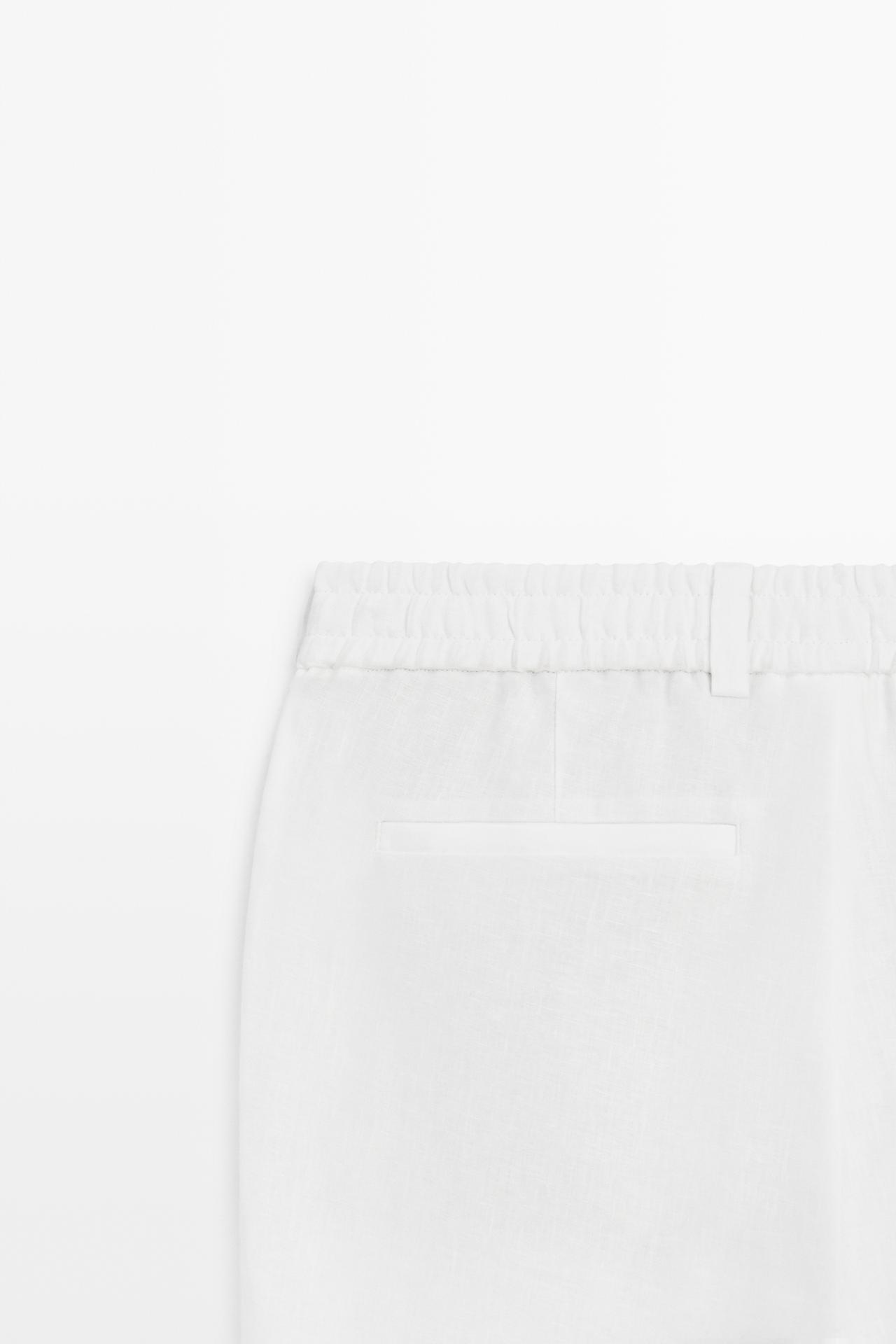 100% linen trousers with elasticated waist — WHITE