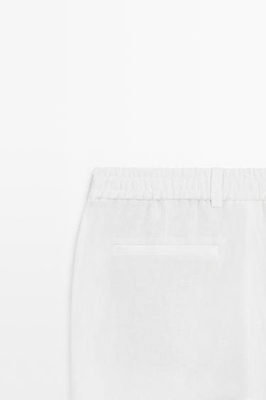 100% linen trousers with elasticated waist — WHITE 9