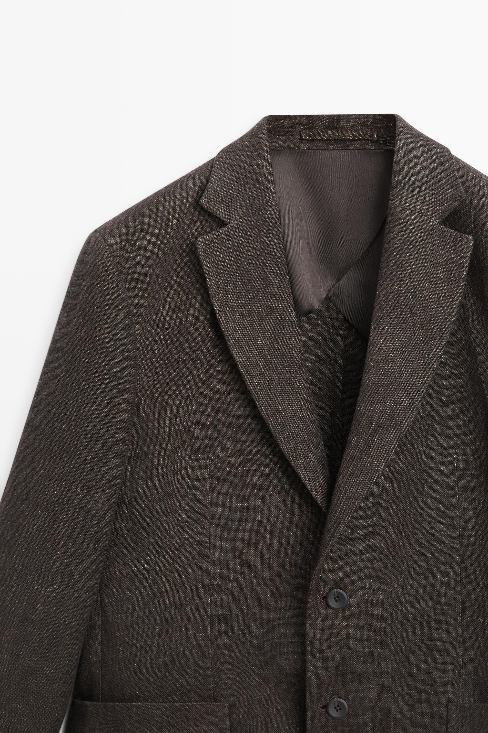 100% linen melange blazer — BROWN