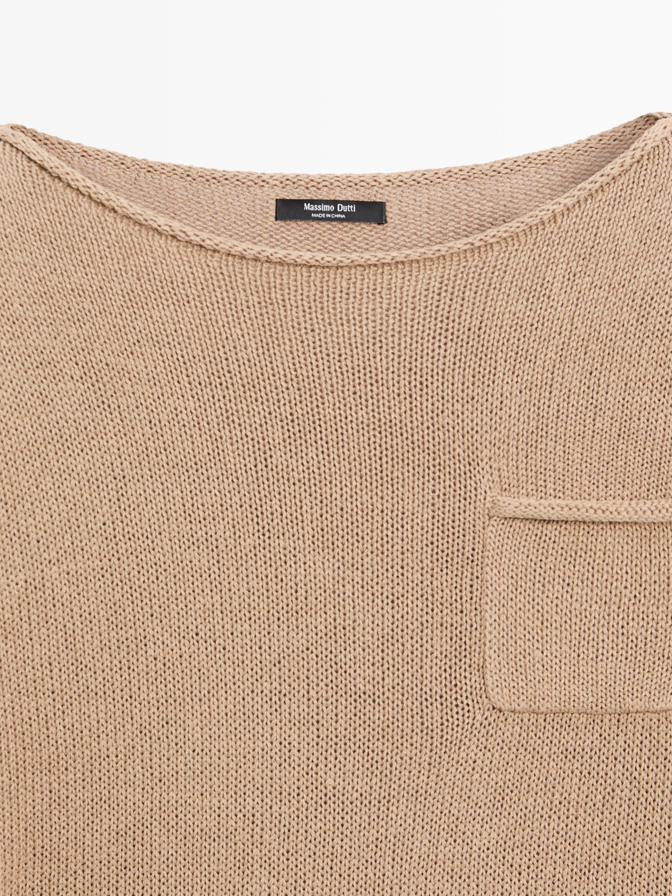 Pull à col rond en maille de laine · Marron · Pulls | Massimo Dutti