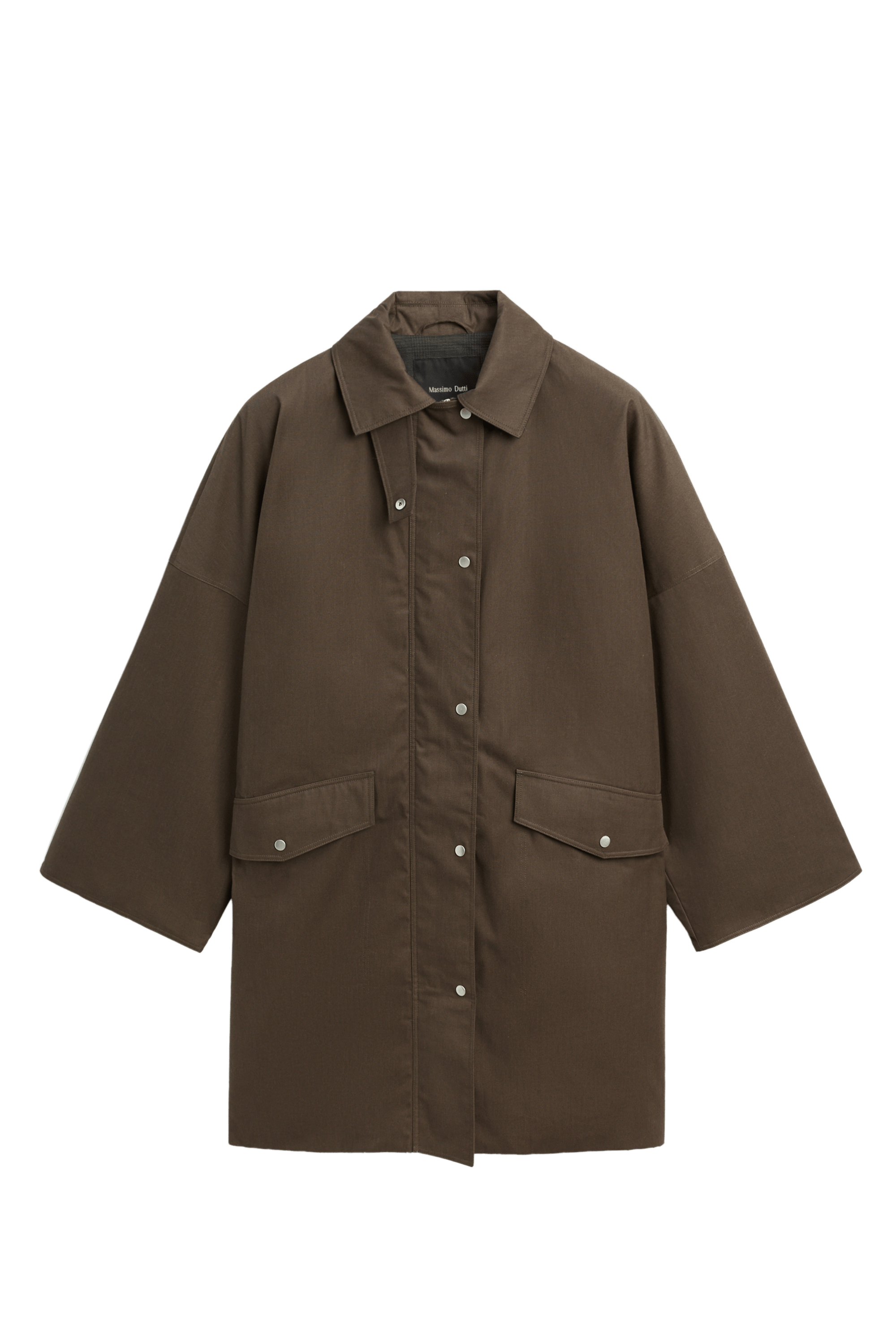 Massimo Dutti Ekose astarlı mumlu görünümlü parka görsel 6
