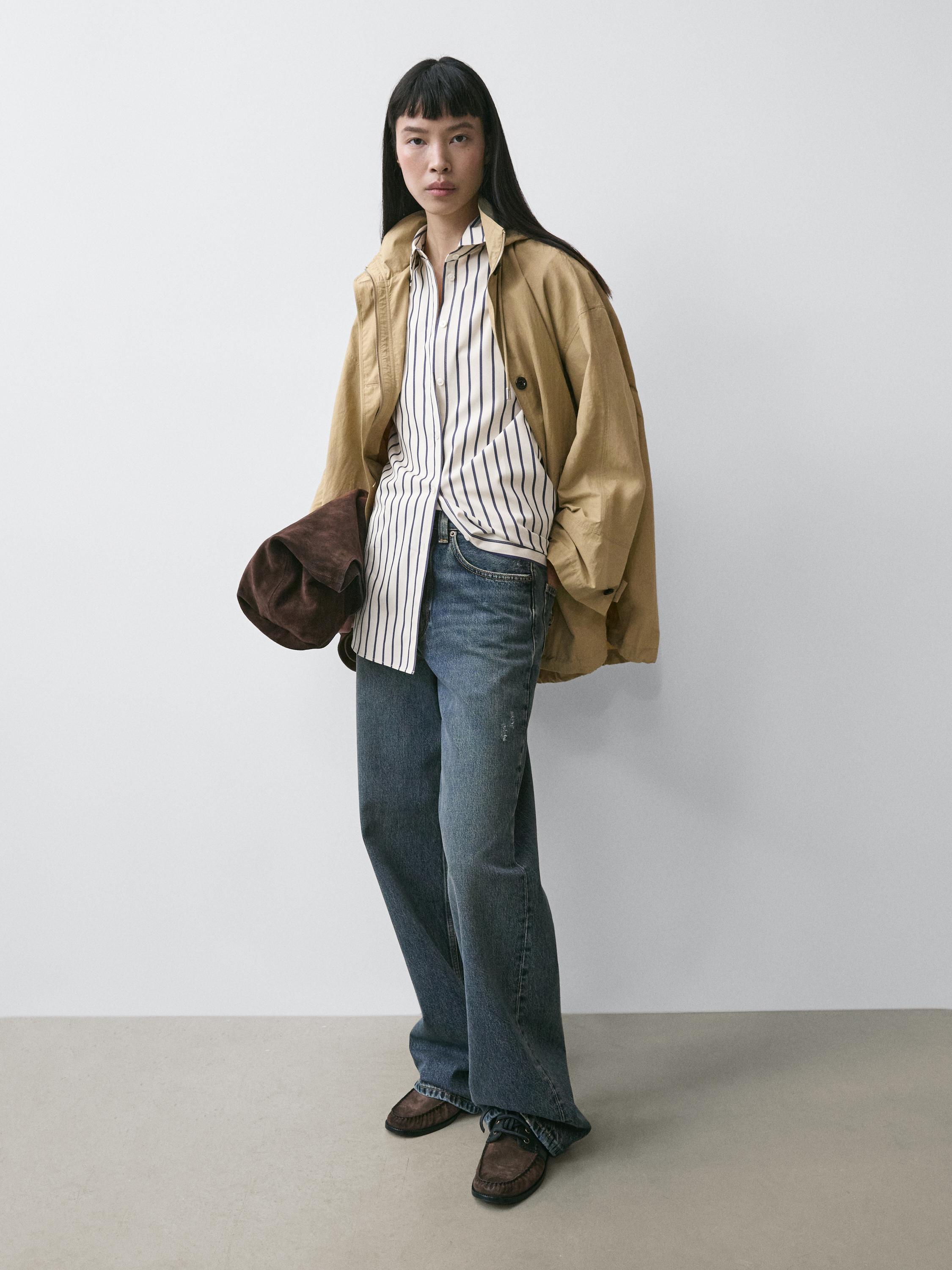 100% cotton striped shirt — Vanilla