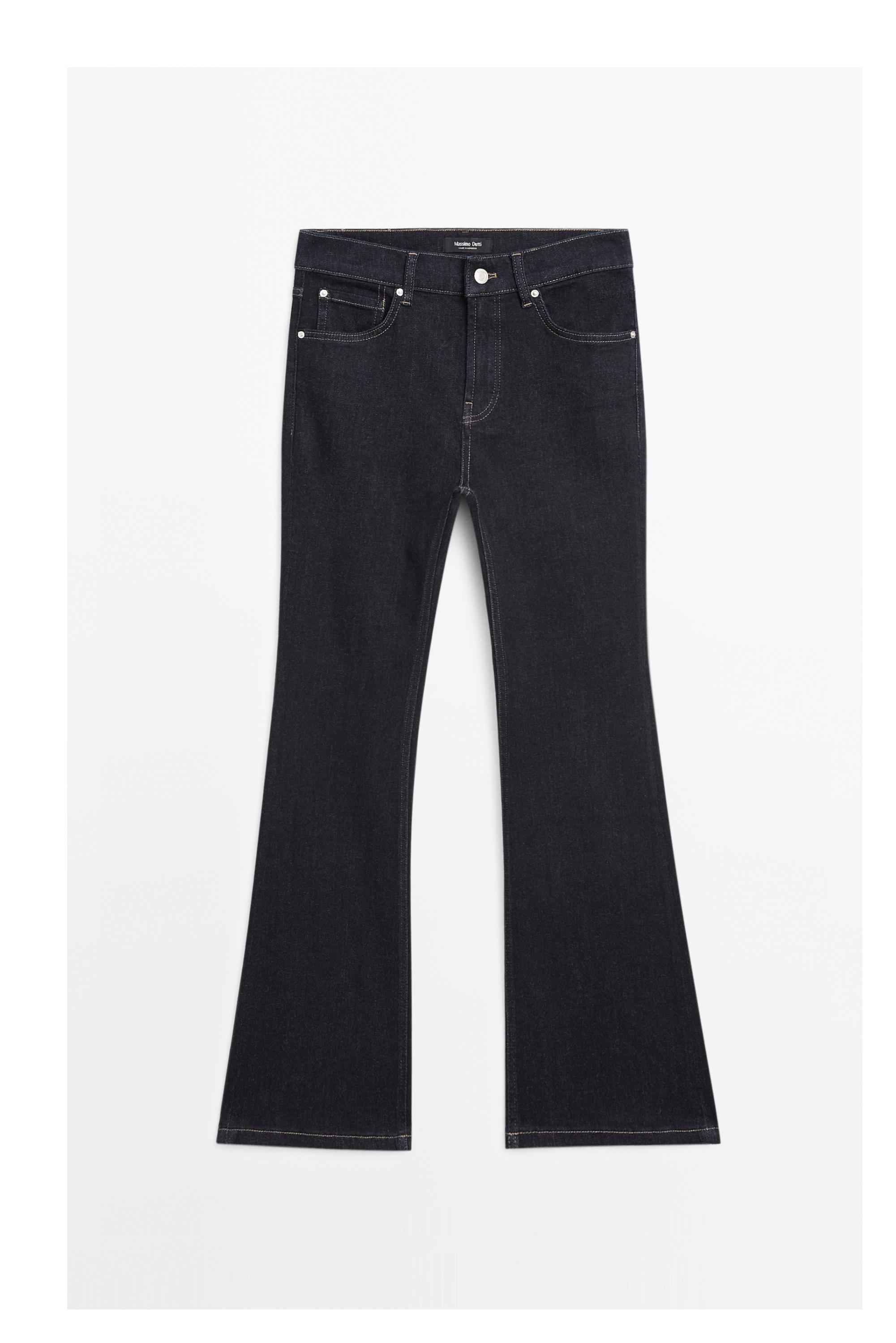 High waist bell bottom skinny jeans — DARK BLUE