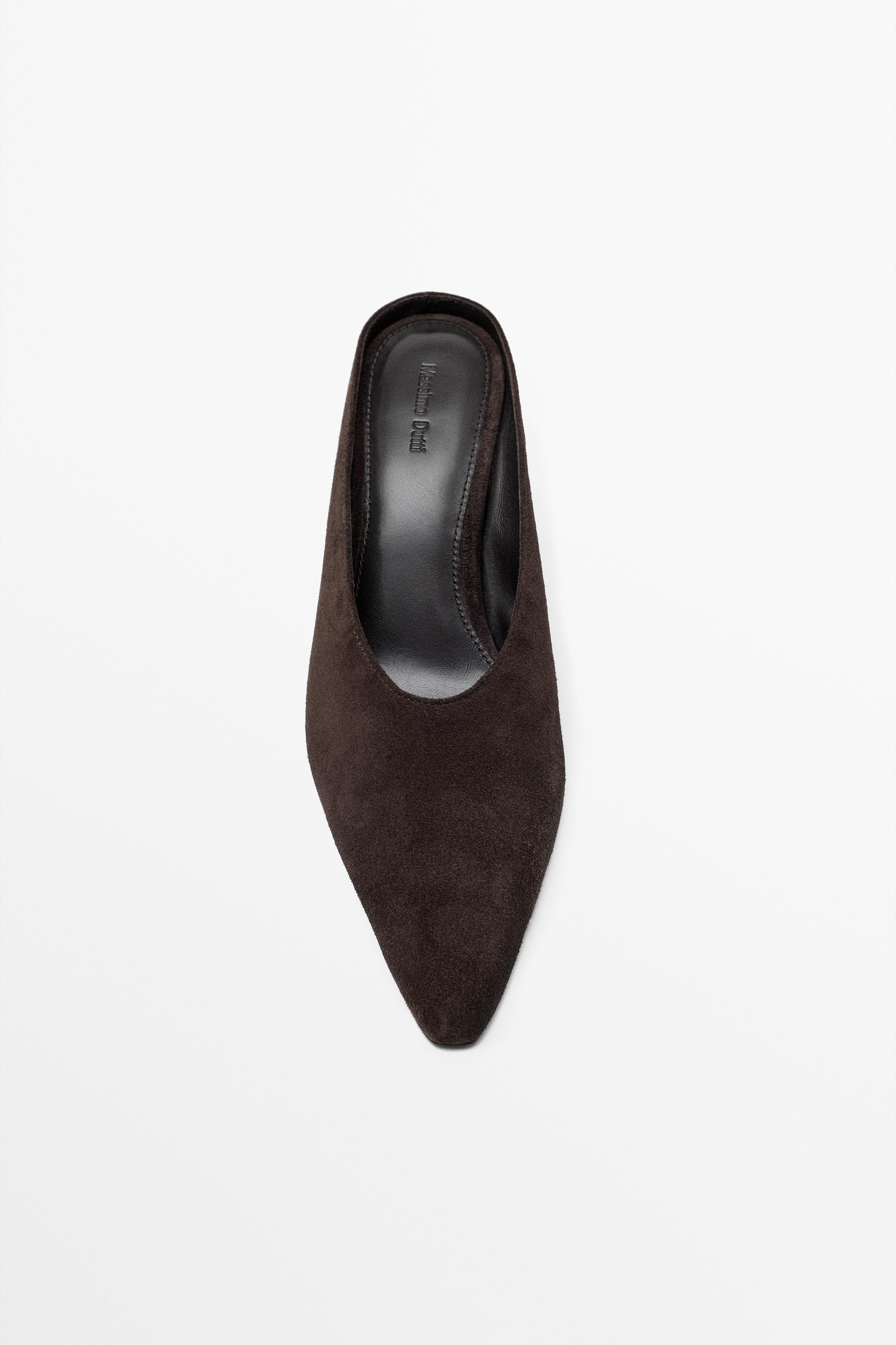 Leather slingback heel shoe — BROWN