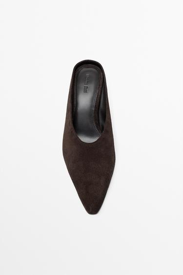 Leather slingback heel shoe — BROWN 3