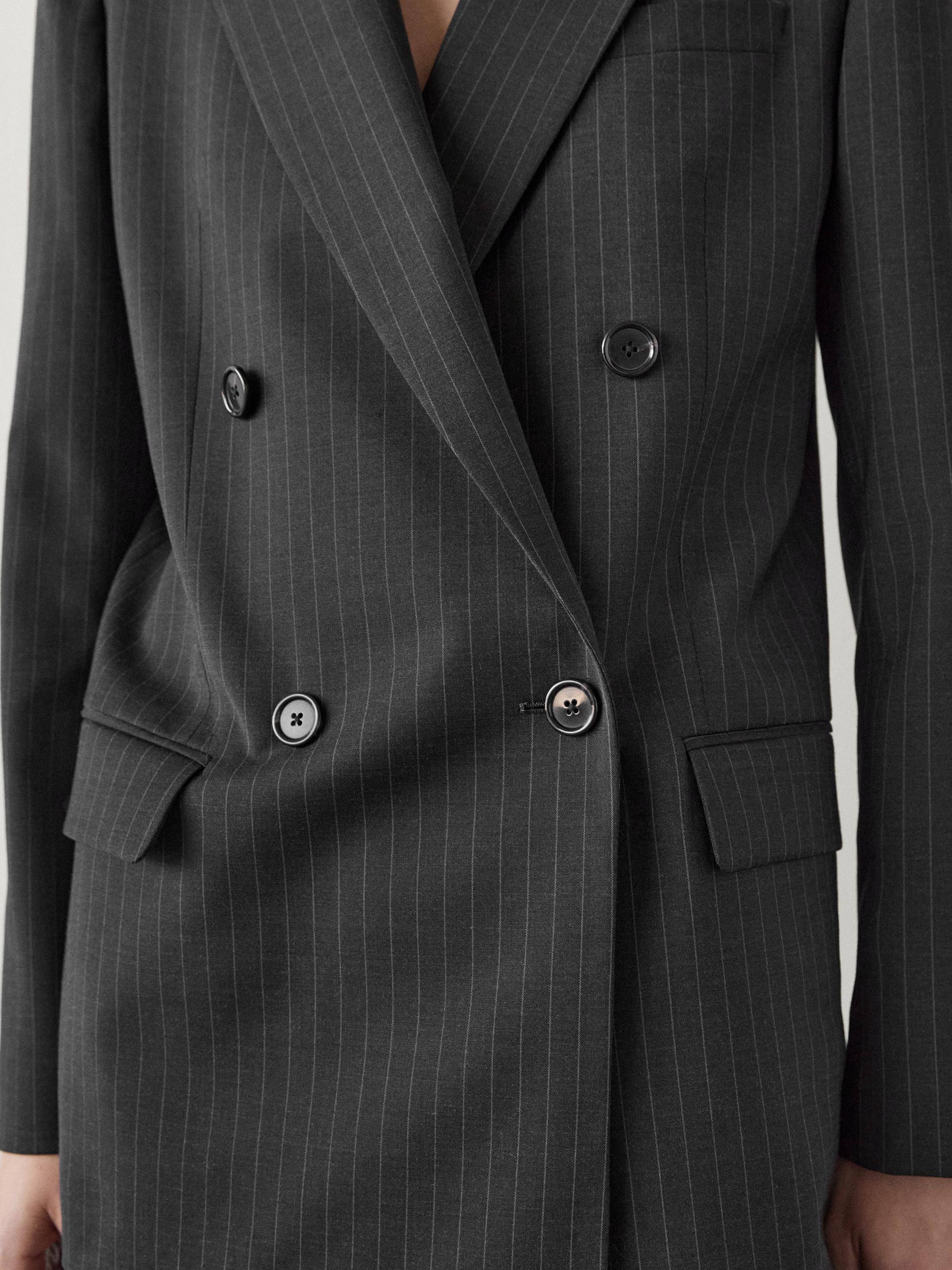 Double-breasted pinstripe blazer