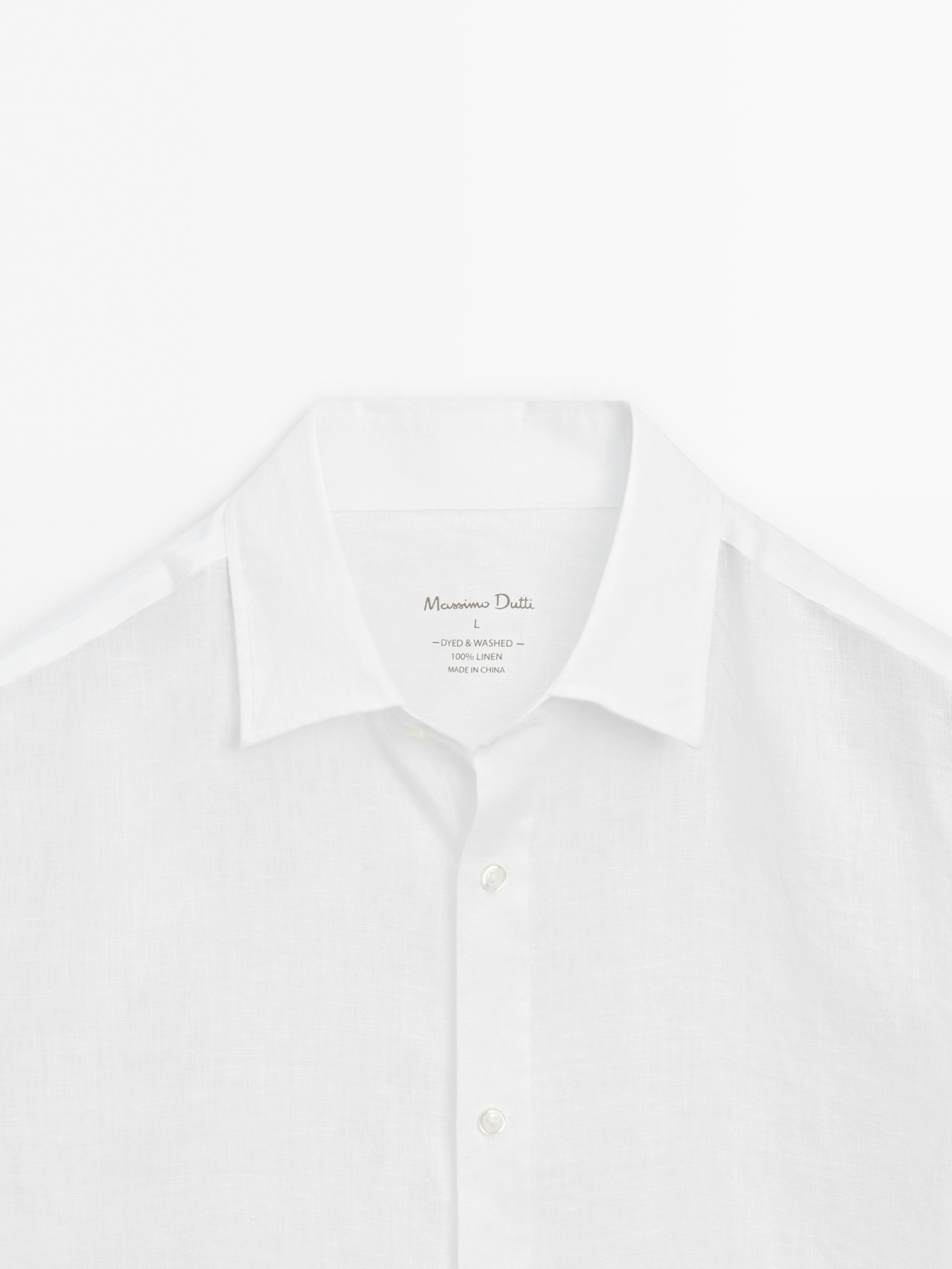 Slim-fit 100% linen shirt
