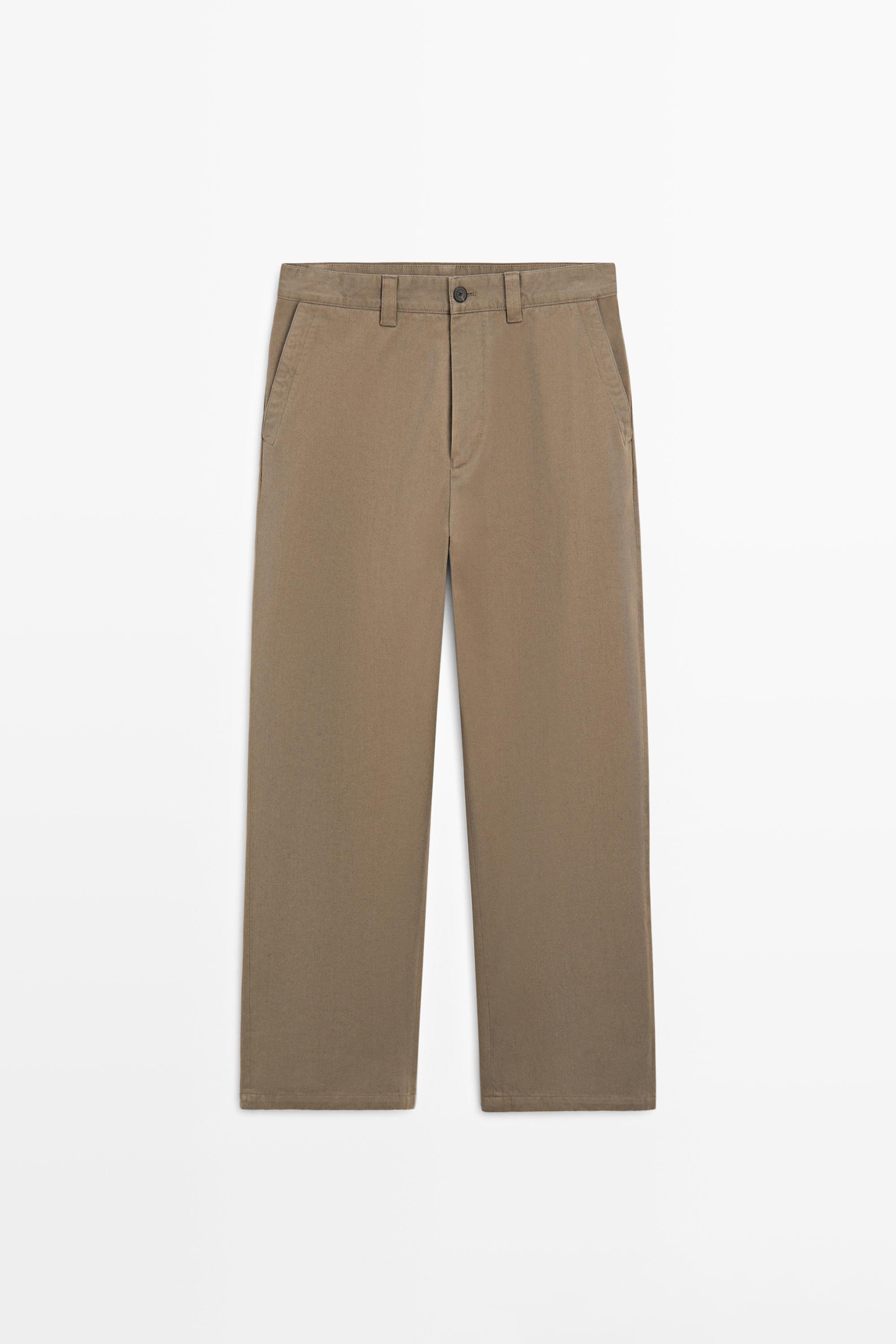 Relaxed fit cotton trousers — MINK