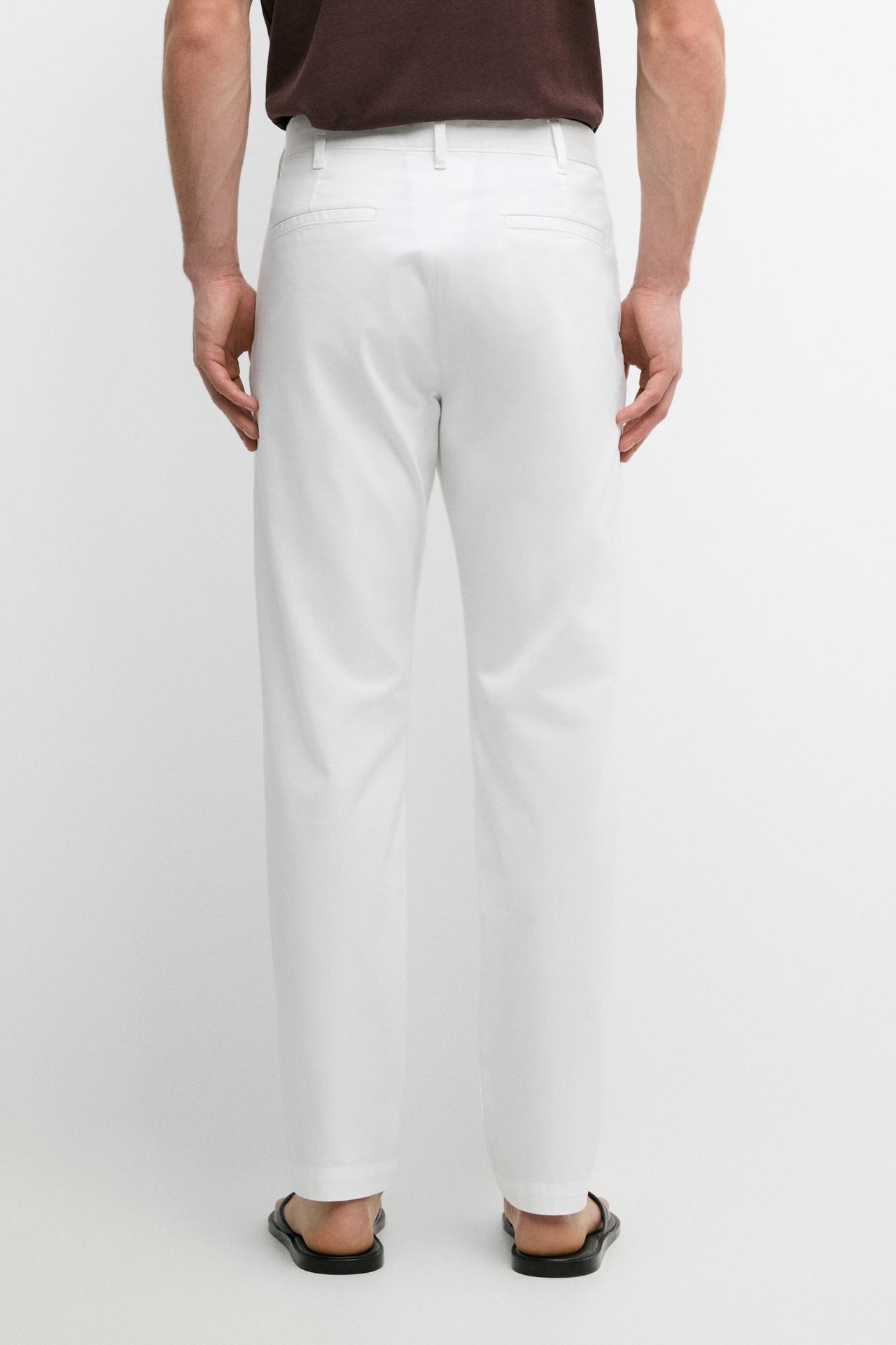 Cotton blend slim fit pants — Off white