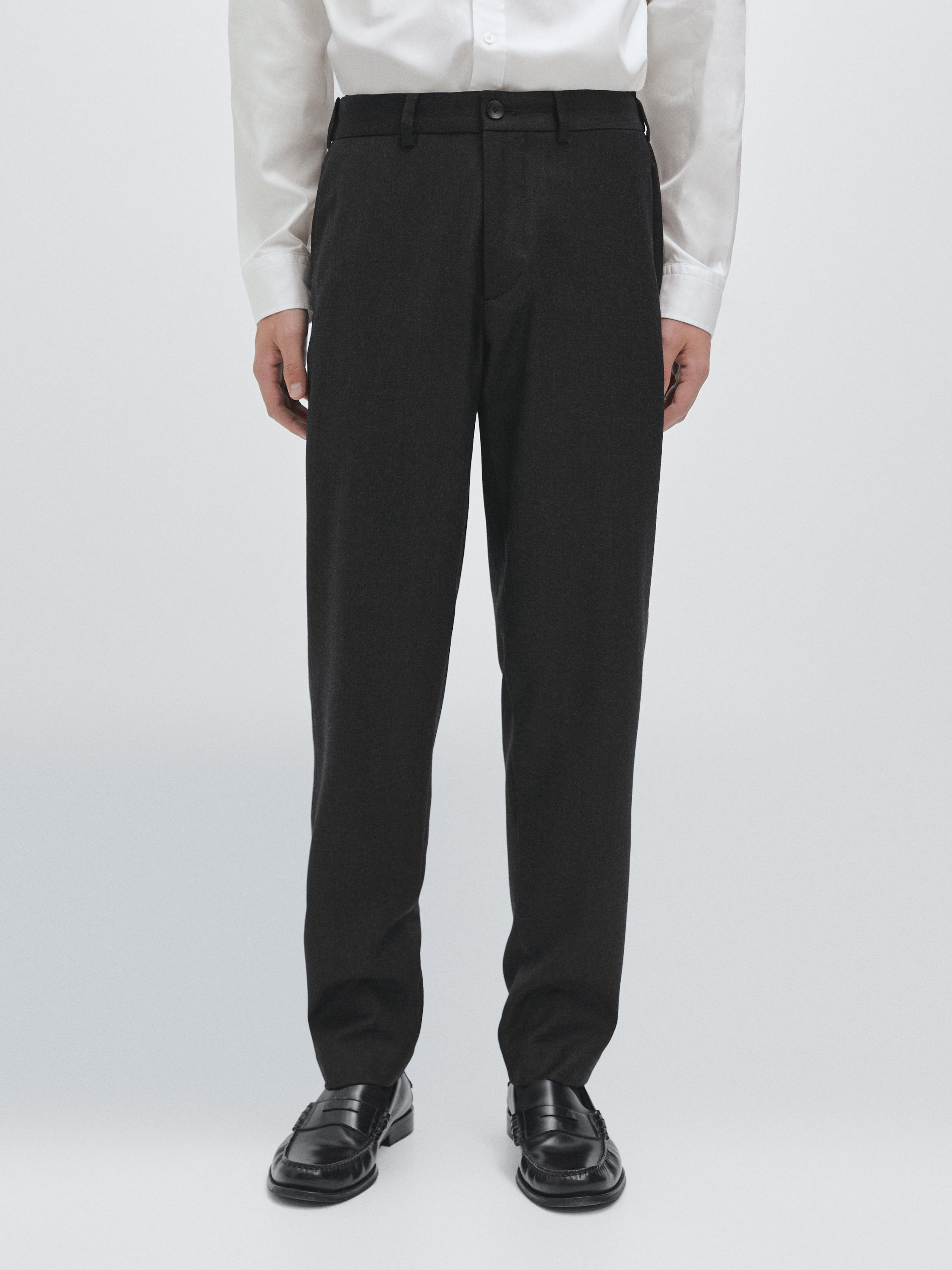 100% wool flannel trousers with elasticated side
