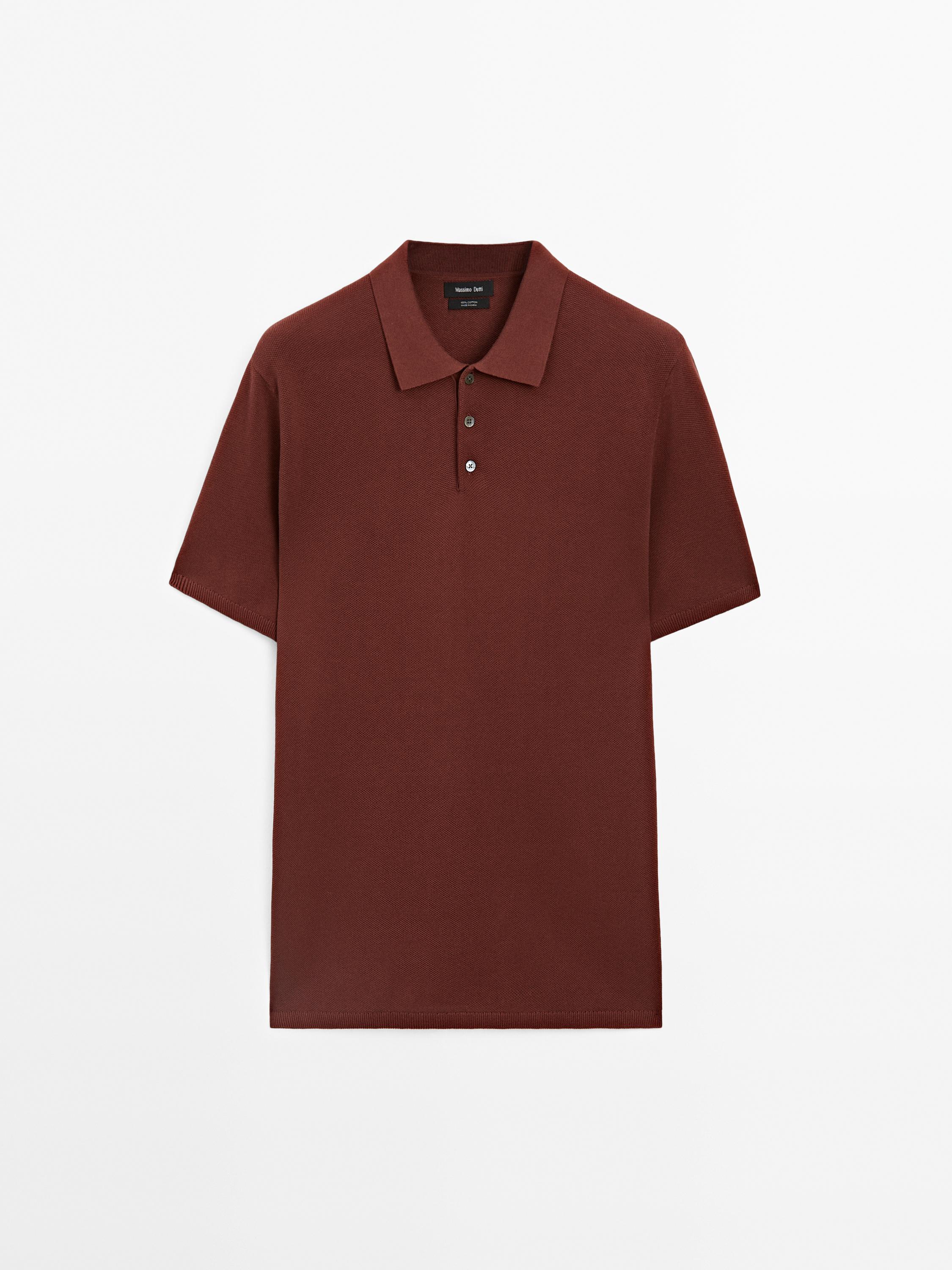 Structure knitted polo shirt 100% cotton