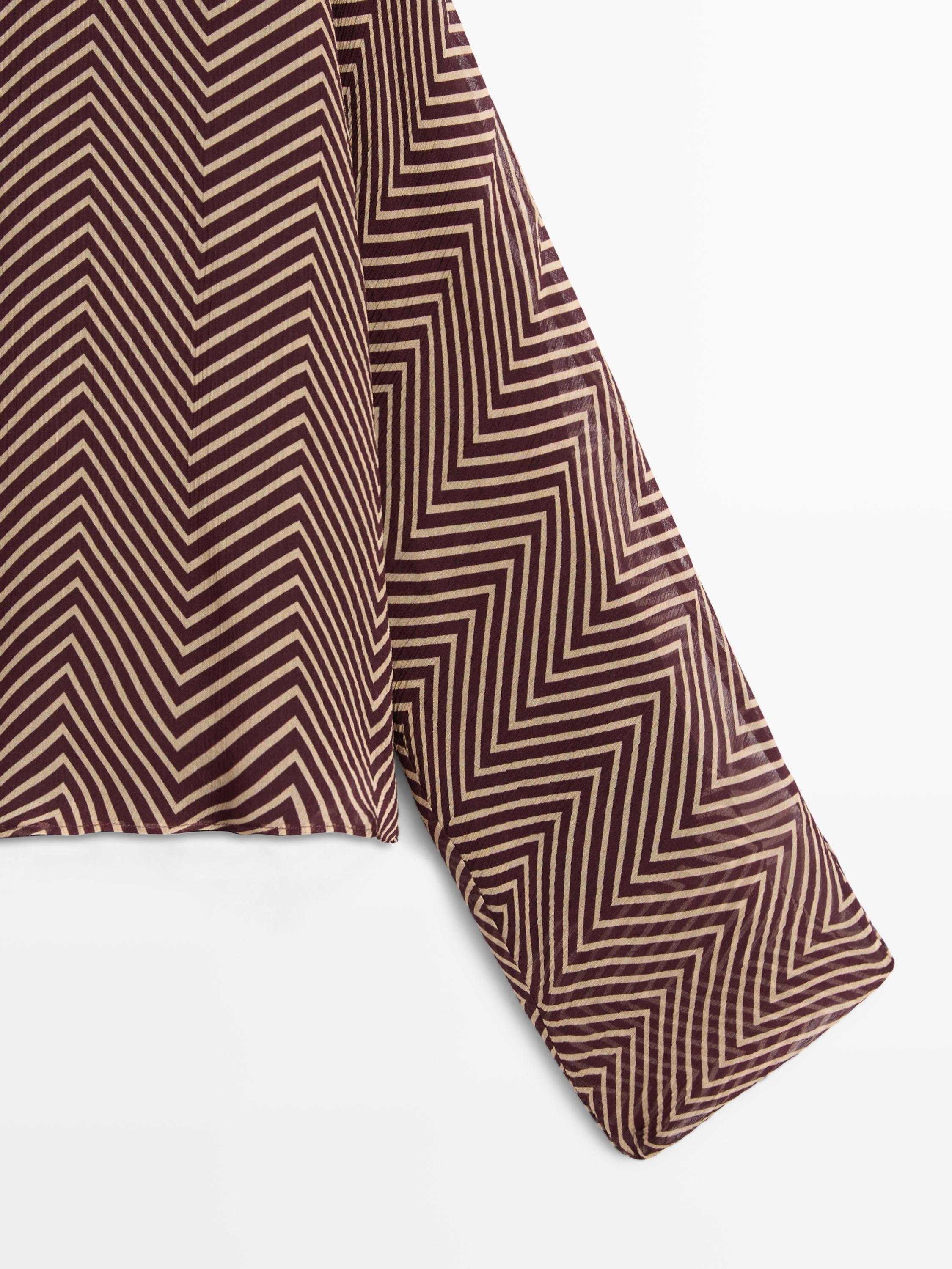 Flowing geometric print blouse — BURGUNDY