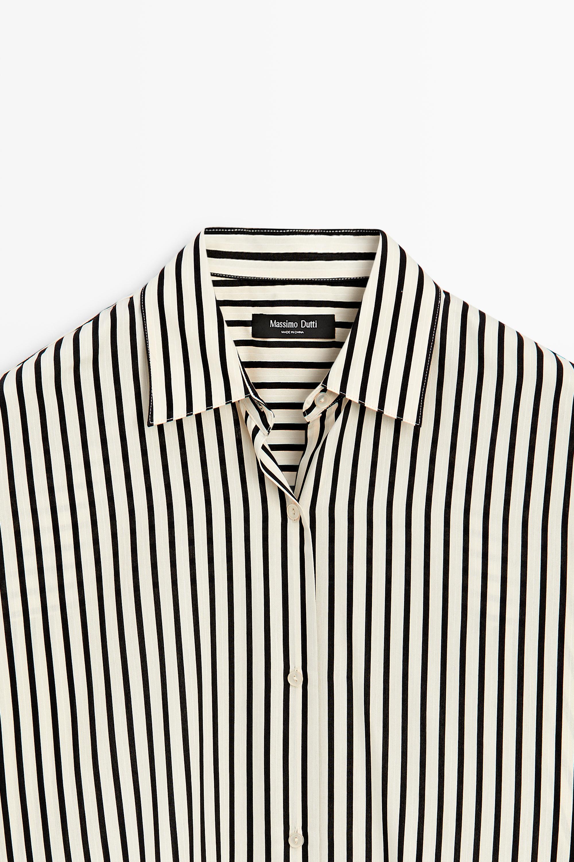 Flowing striped shirt — WHITE