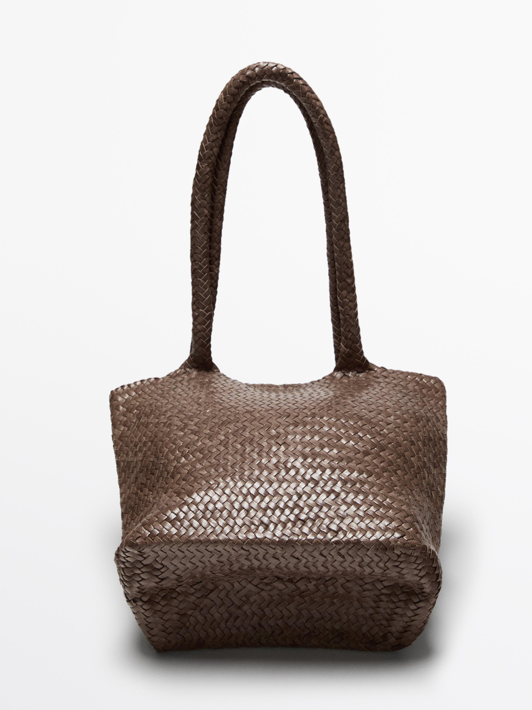 Braided nappa leather medium tote bag