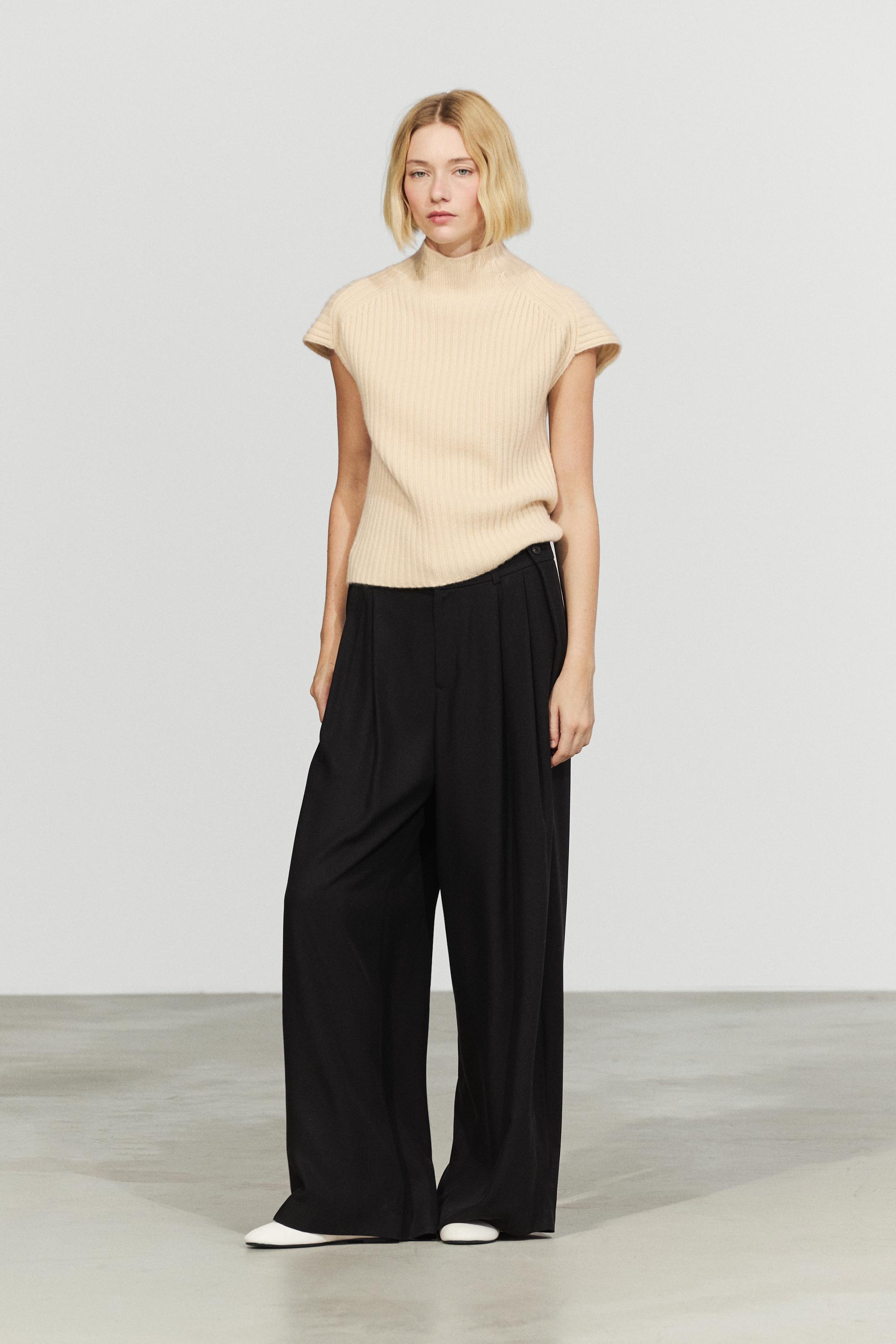 100% cashmere ribbed knit vest — Vanilla