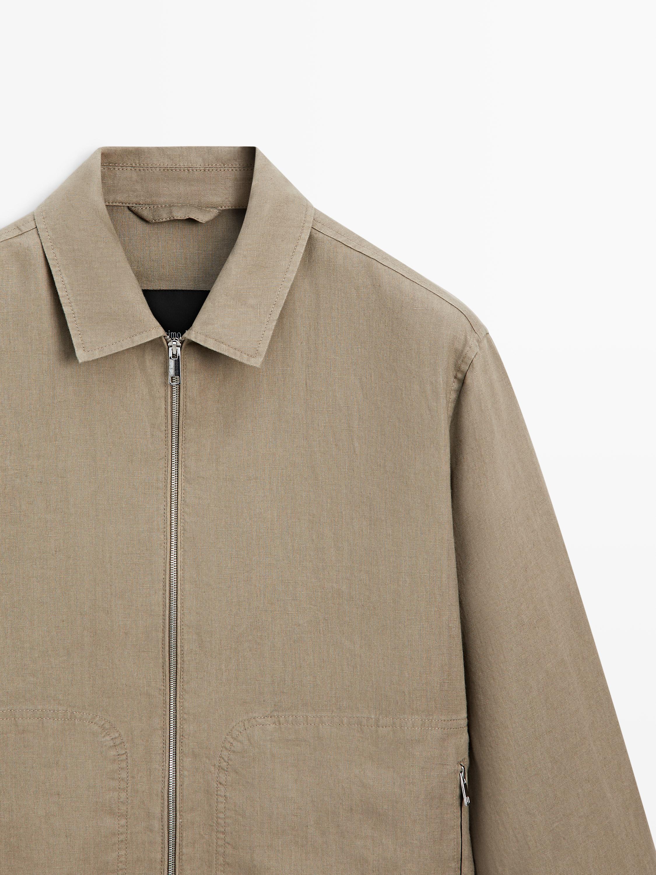 Cropped 100% linen jacket — OCHRE