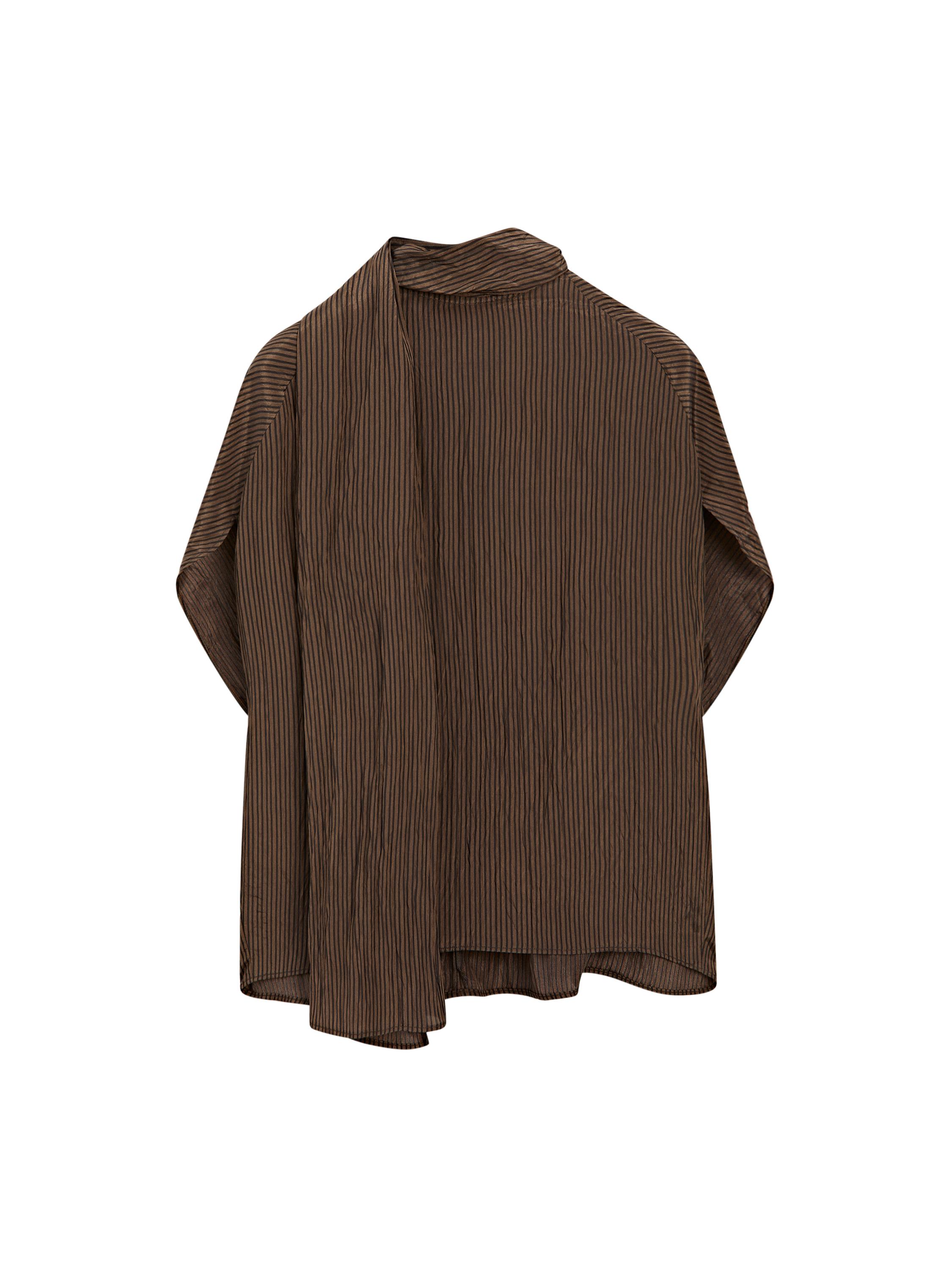 Pinstripe blouse with scarf collar