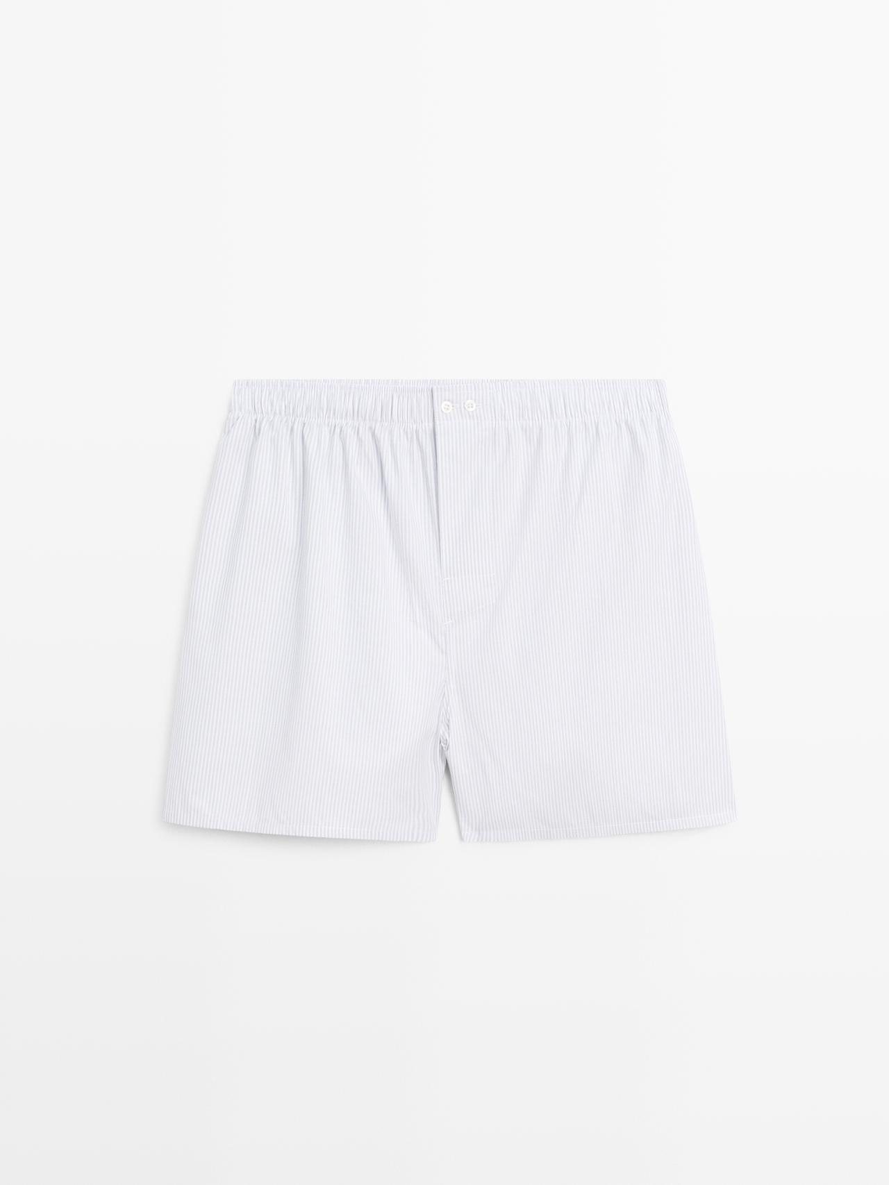 Caleçon À Rayures 100 % Coton - Gris - Xl - Massimo Dutti - Homme