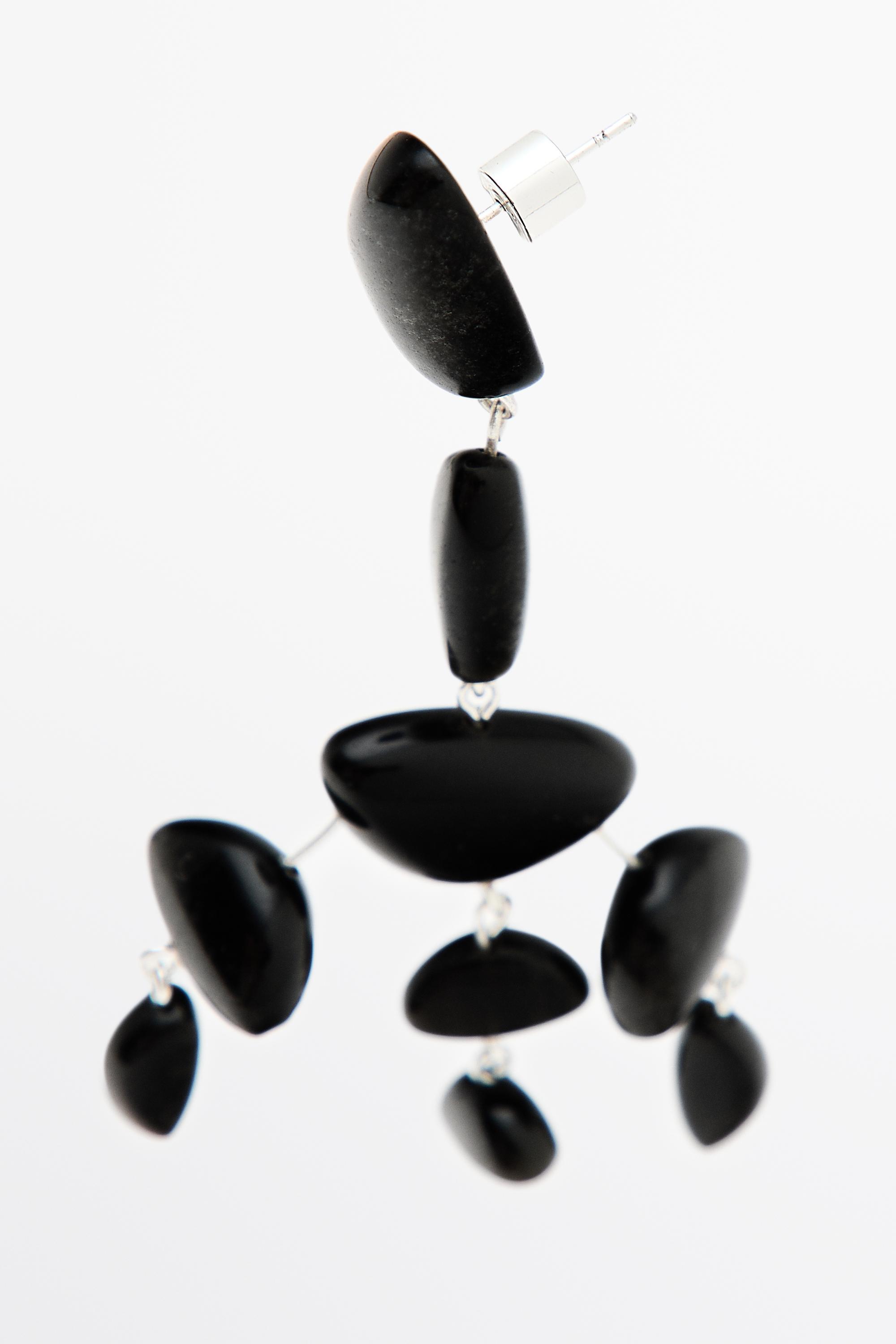 Large gemstone dangle earrings — BLACK