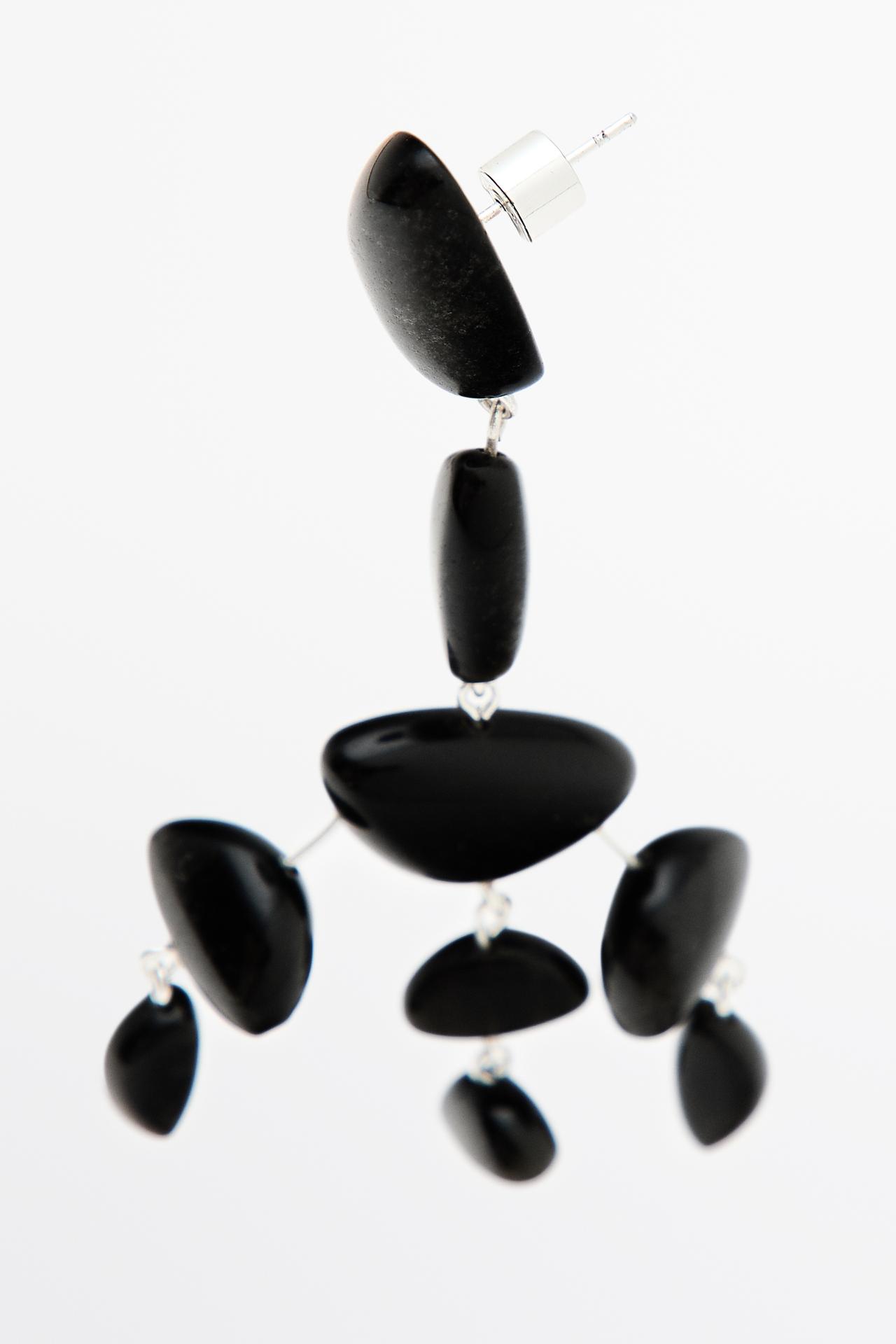 Large gemstone dangle earrings — BLACK